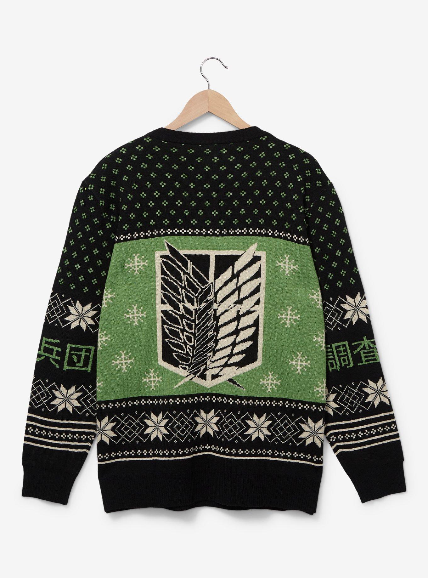 Attack on Titan Chibi Characters Holiday Sweater - BoxLunch Exclusive , BLACK, alternate