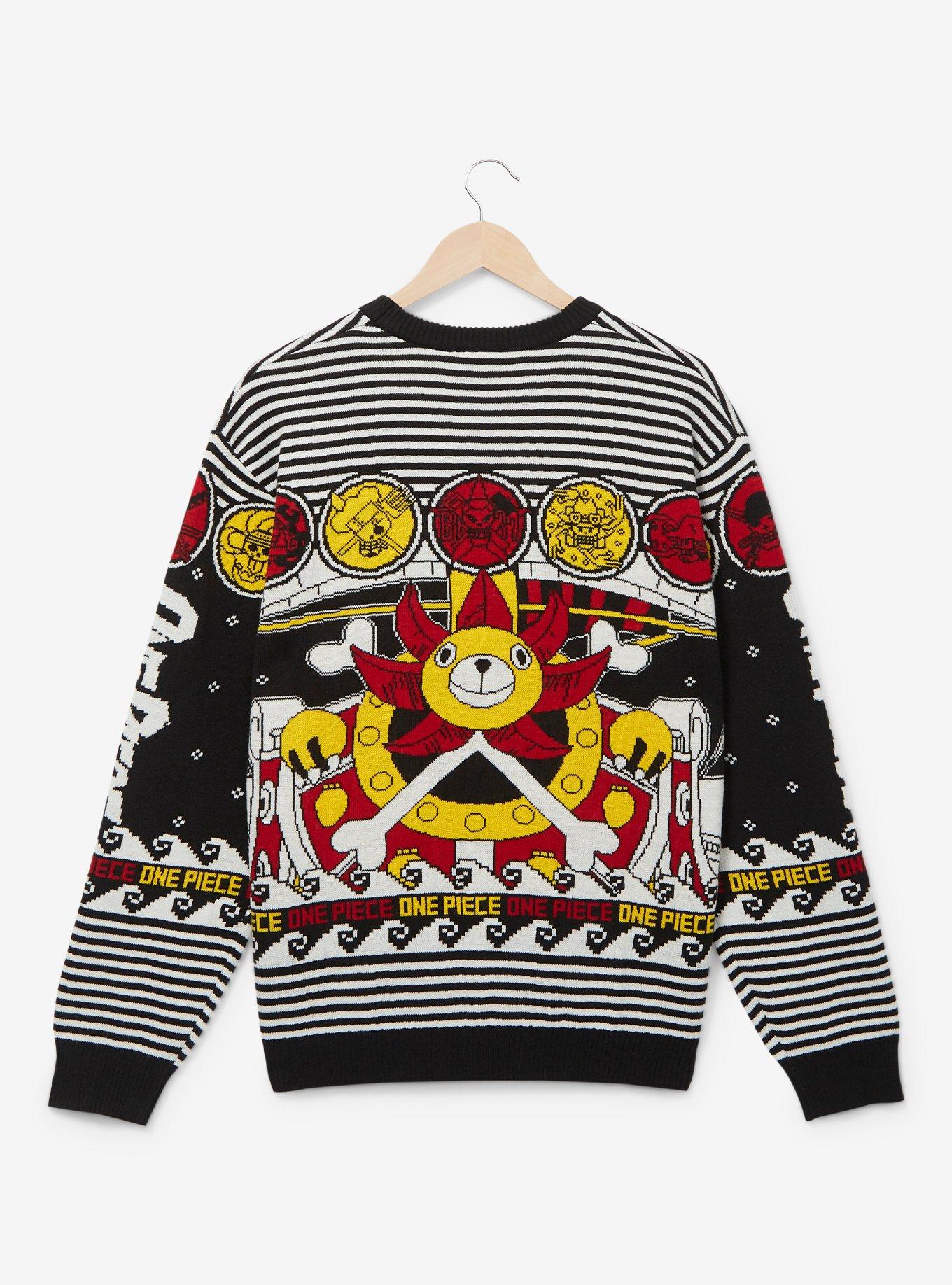 One Piece Straw Hat Crew Jolly Roger Holiday Sweater - BoxLunch Exclusive, BLACK, alternate
