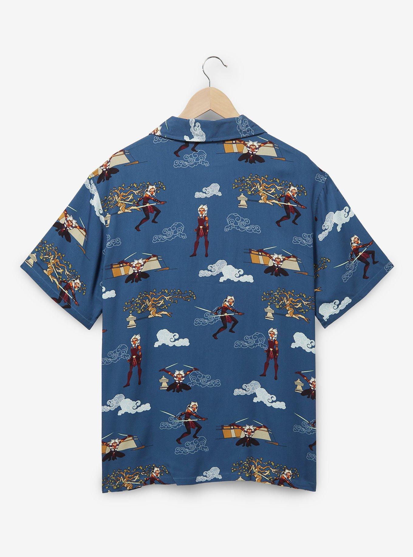 Star Wars Ahsoka Tano Poses Allover Print Woven Button-Up - BoxLunch Exclusive, LIGHT BLUE, alternate