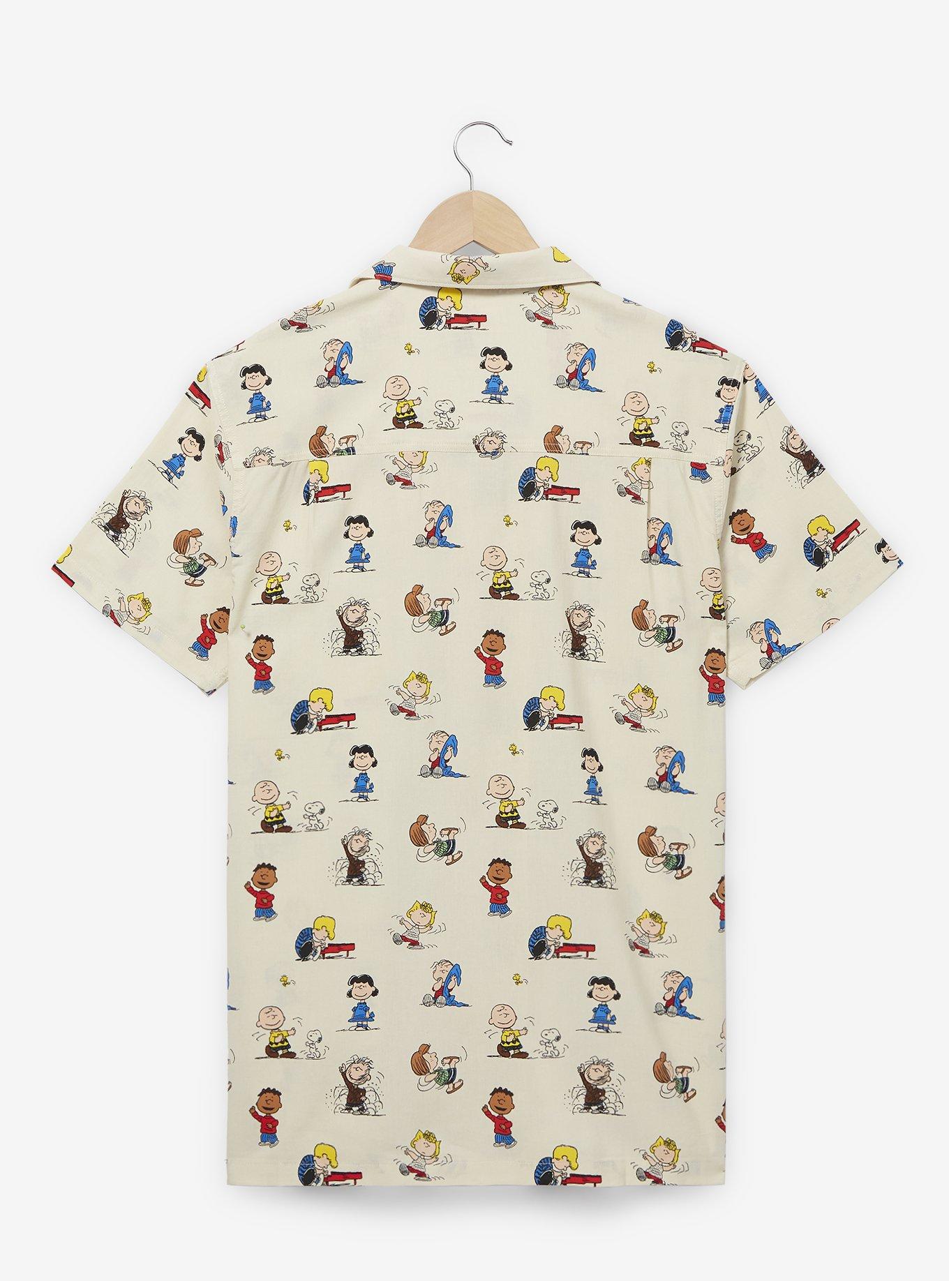 Peanuts Characters Allover Print Woven Button-Up - BoxLunch Exclusive, TANBEIGE, alternate