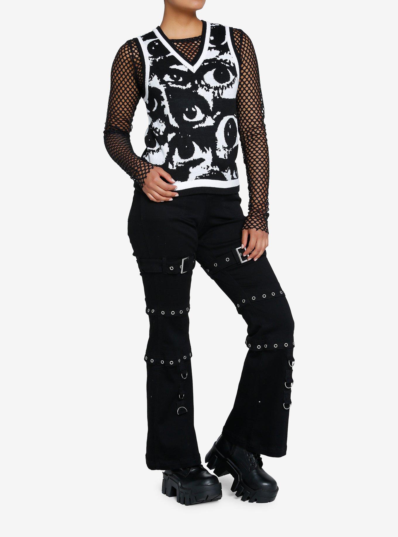 Black & White Allover Eyes Girls Sweater Vest, , hi-res