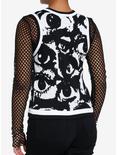 Black & White Allover Eyes Girls Sweater Vest, BLACK, alternate