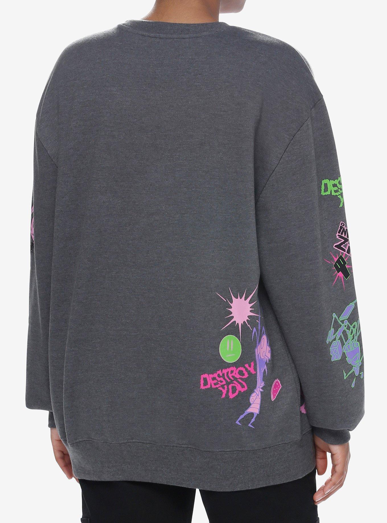 Invader Zim Icons Girls Sweatshirt, CHARCOAL, alternate