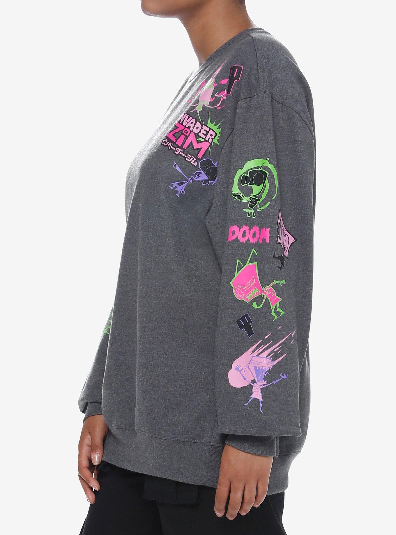 Invader Zim Icons Girls Sweatshirt, CHARCOAL, alternate