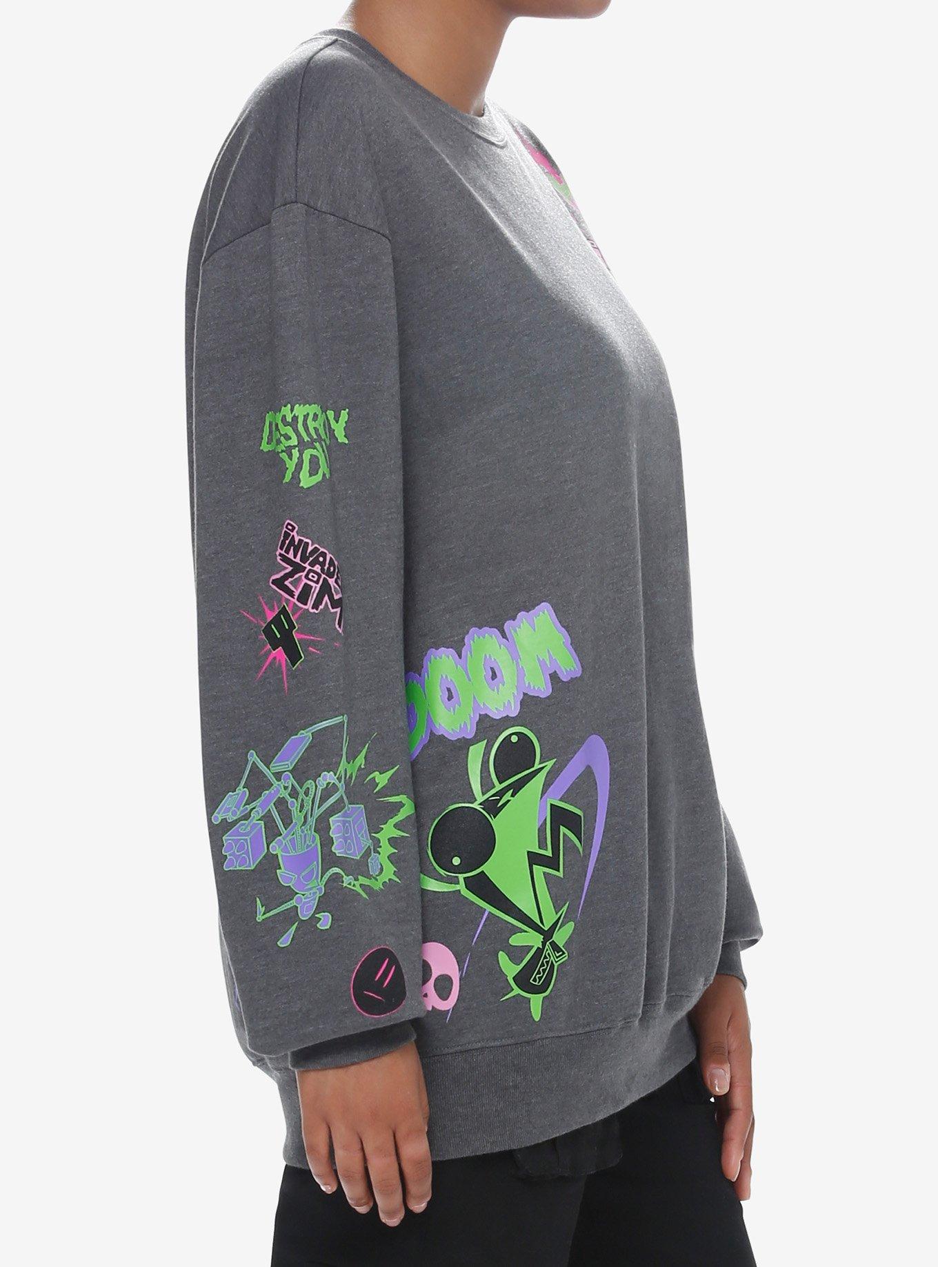 Invader Zim Icons Girls Sweatshirt, CHARCOAL, alternate