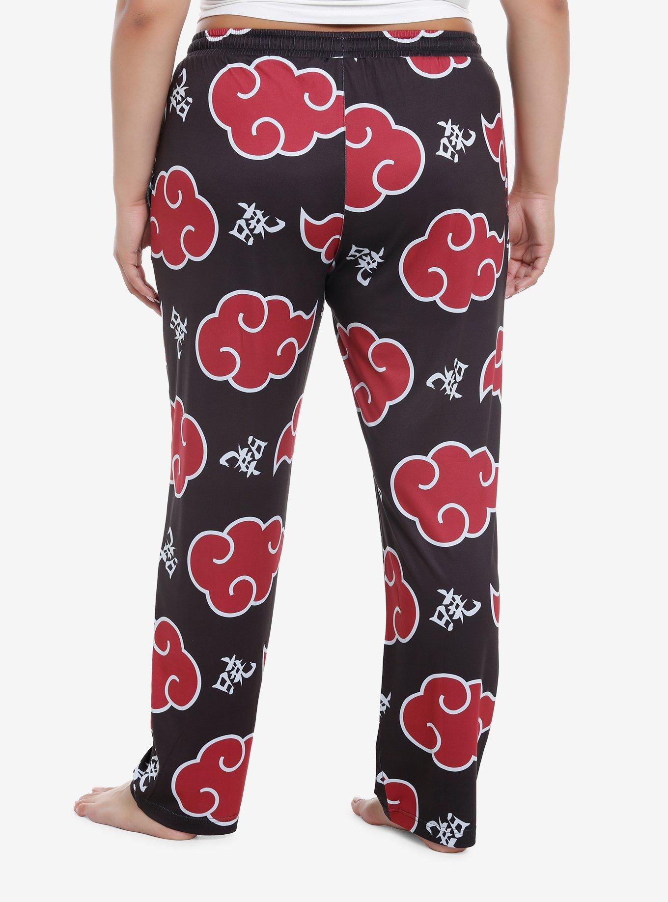 Naruto Shippuden Akatsuki Clouds Girls Pajama Pants Plus Size, BLACK, alternate