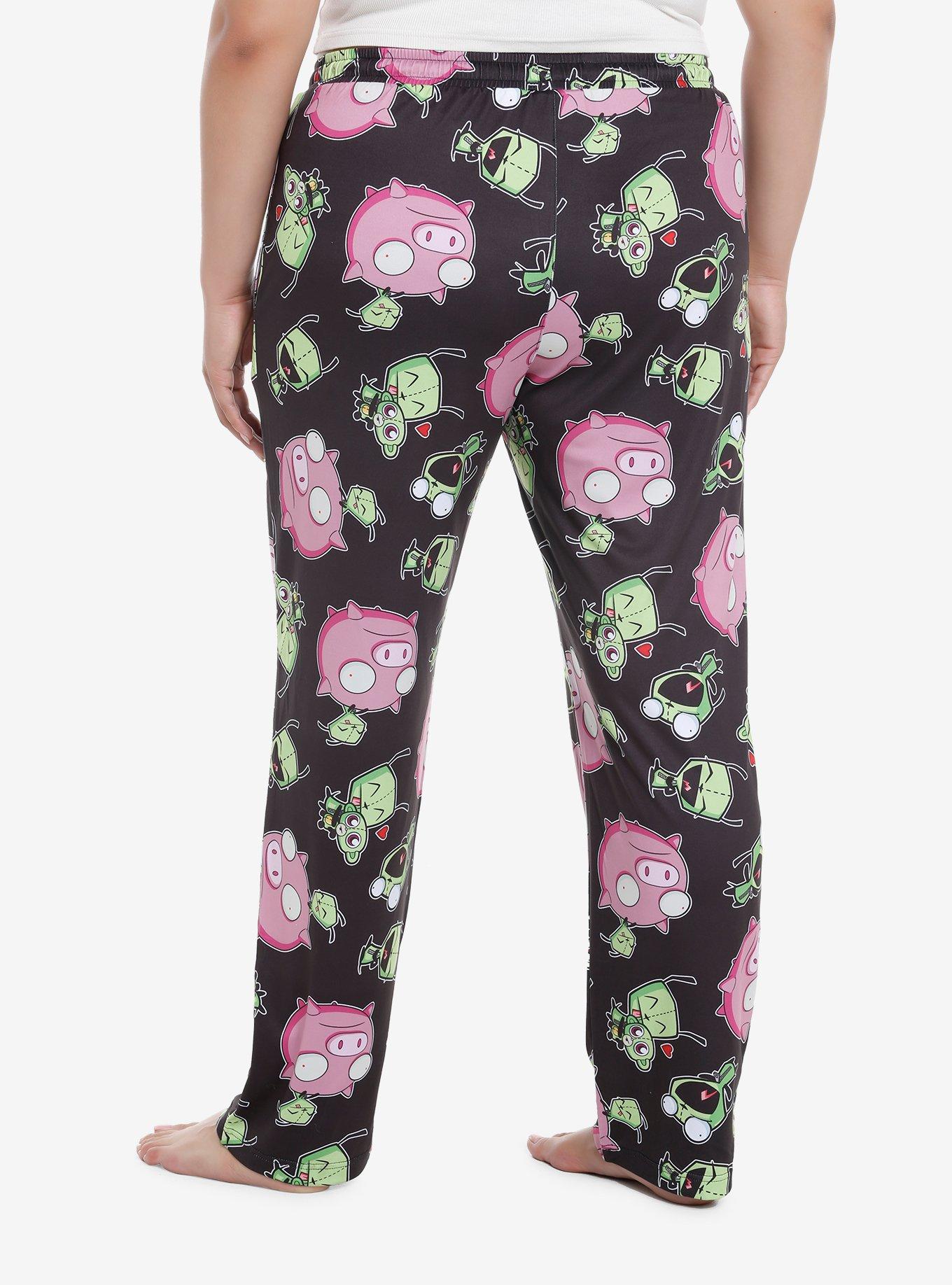 Invader Zim Characters Girls Pajama Pants Plus Size, BLACK, alternate