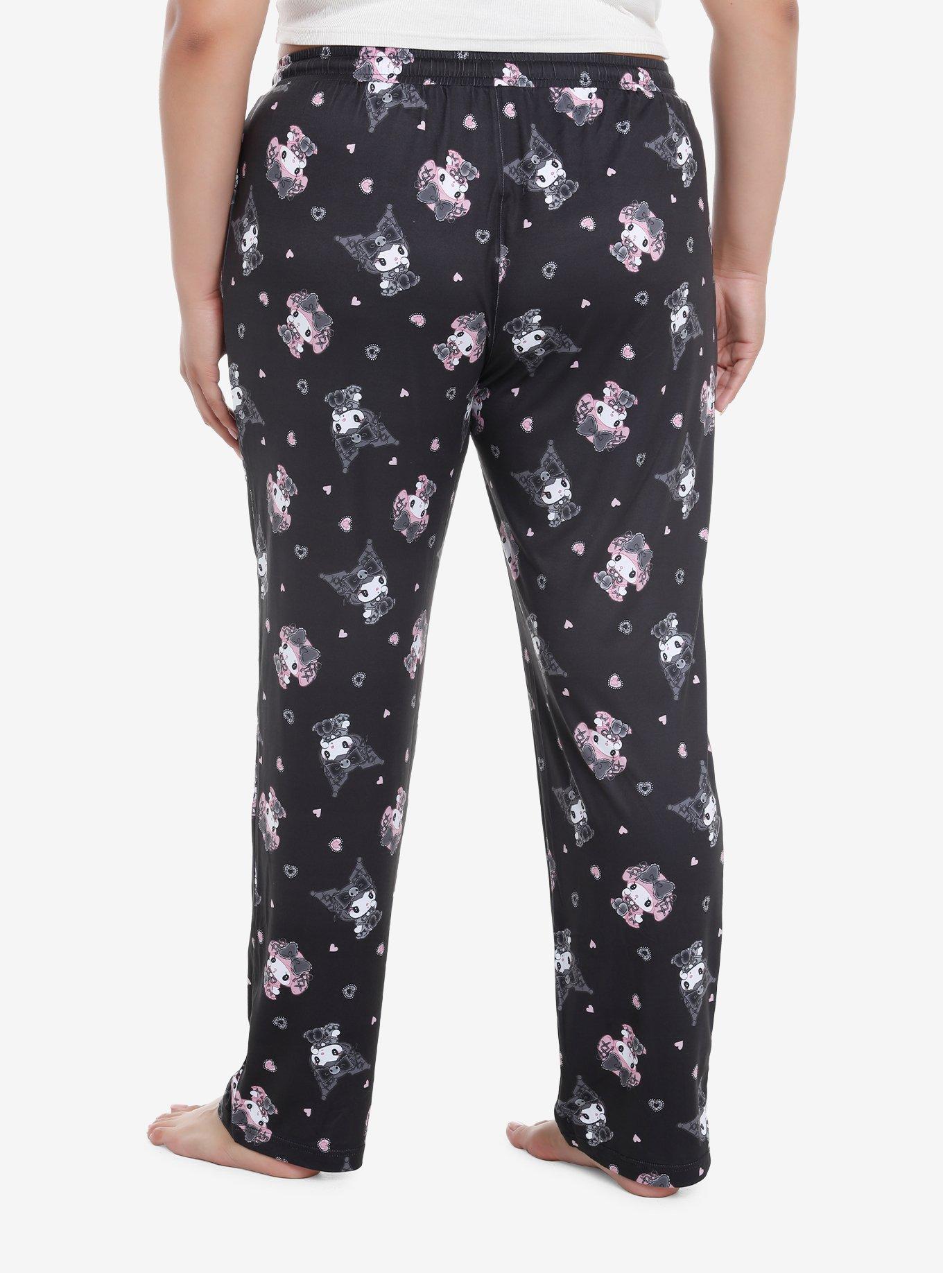 My Melody and Kuromi Lolita Girls Pajama Pants Plus Size, BLACK, alternate