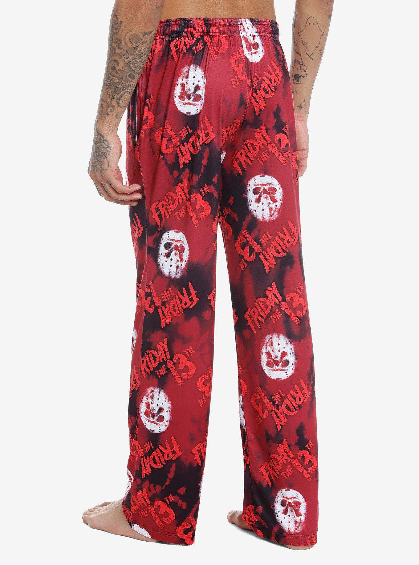 Friday The 13th Logo Pajama Pants, BLACK, alternate