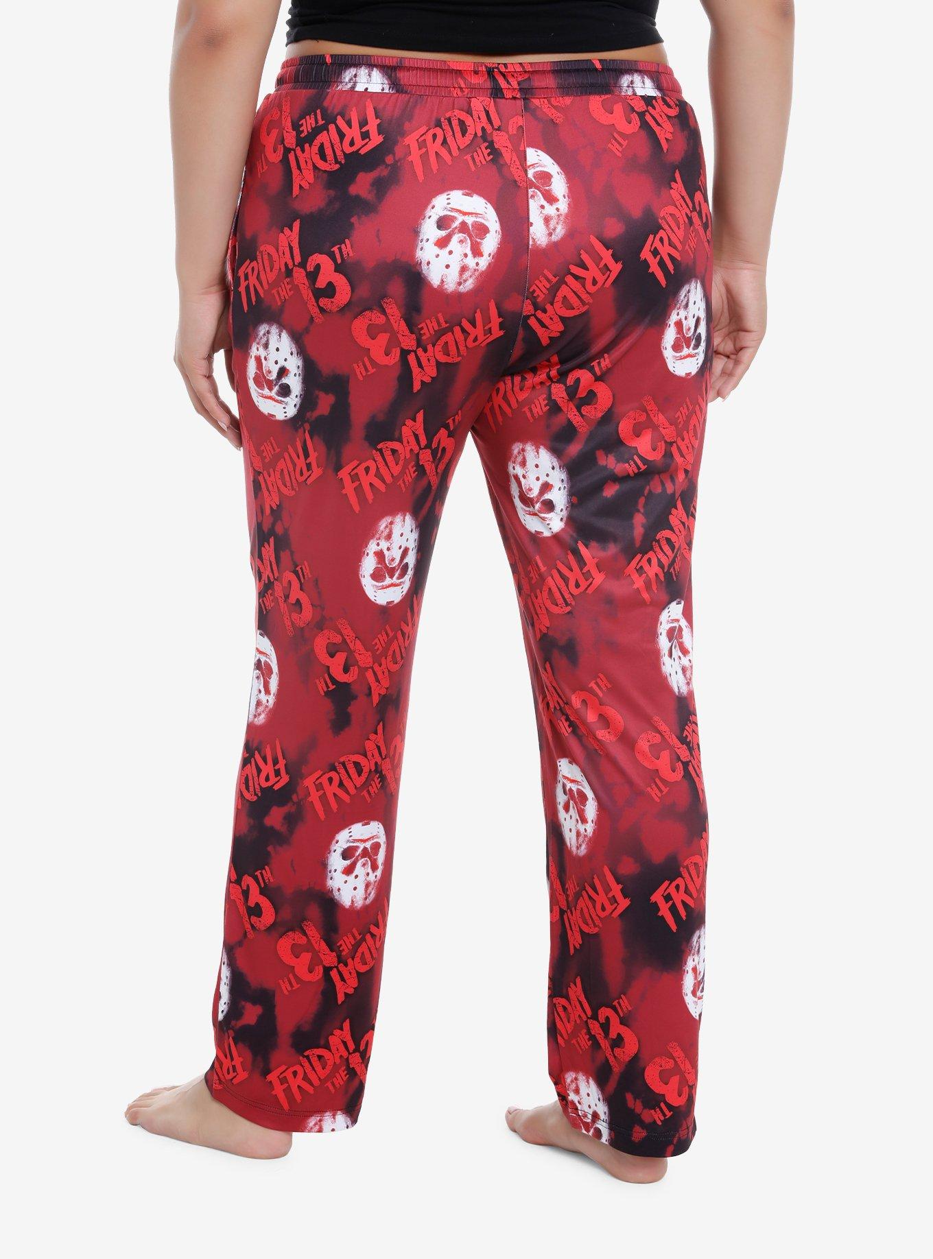Friday The 13th Logo Girls Pajama Pants Plus Size, BLACK, alternate