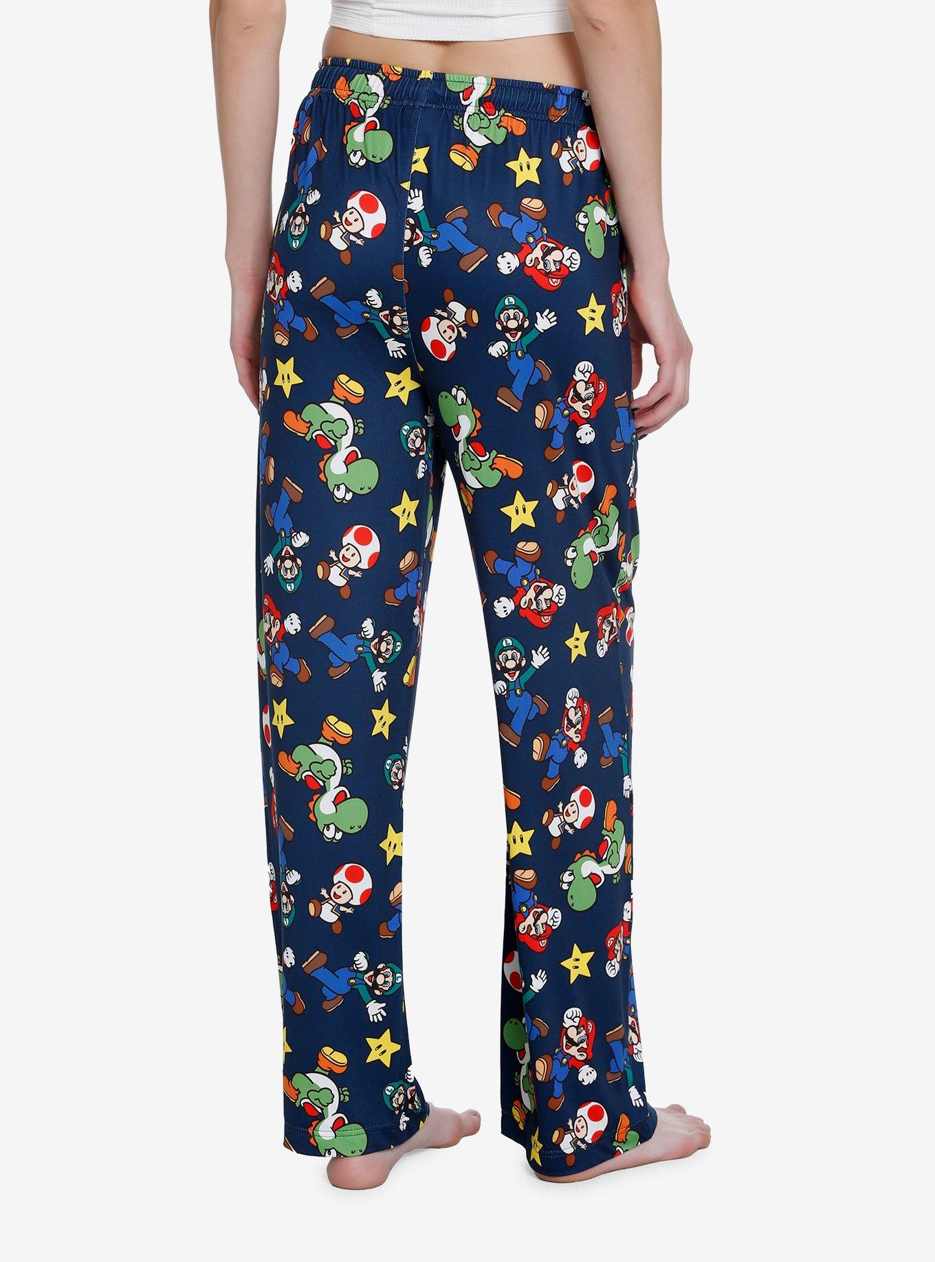 Super Mario Bros. Characters Pajama Pants, BLUE, alternate