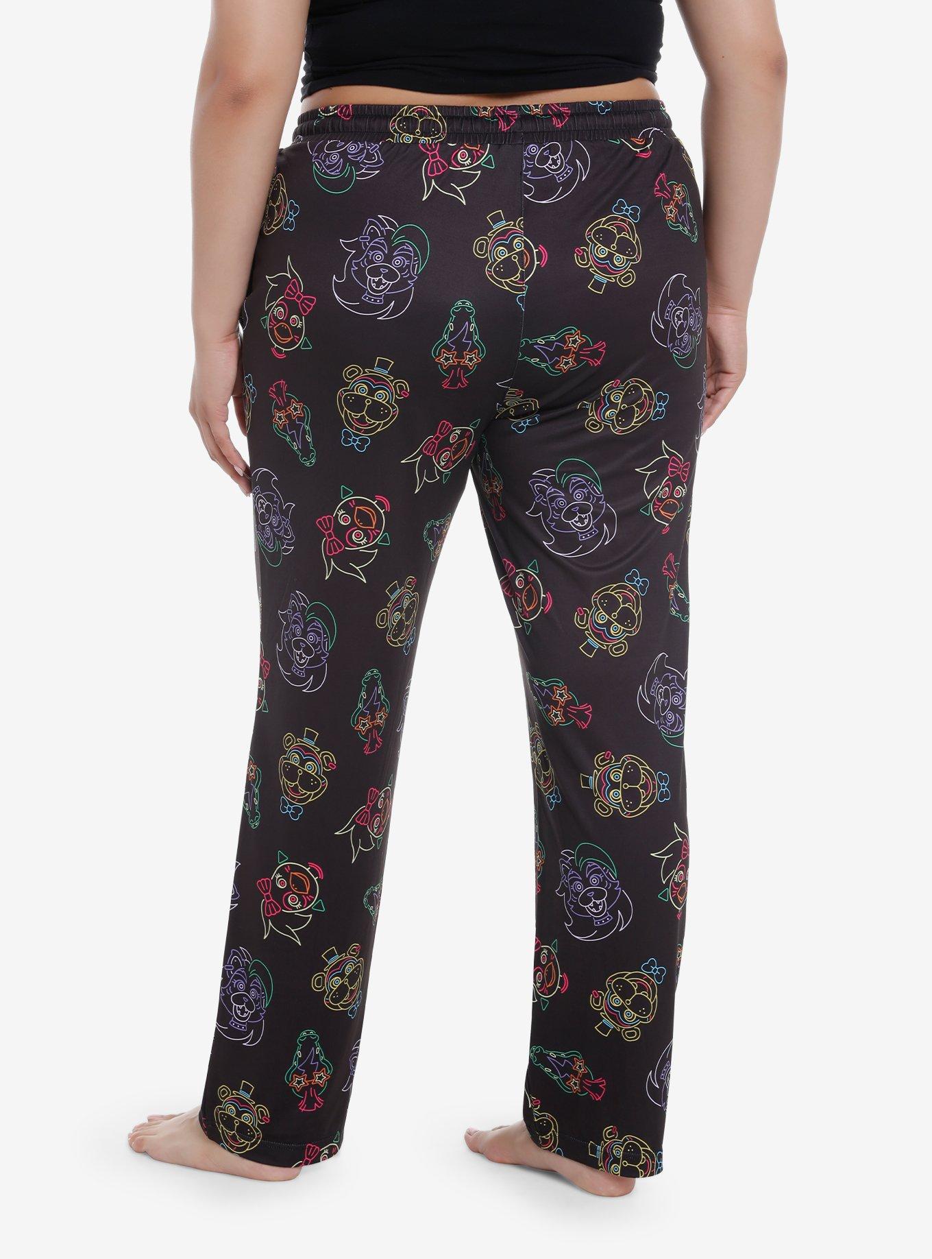 Five Nights At Freddy's Neon Characters Girls Pajama Pants Plus Size, BLACK, alternate