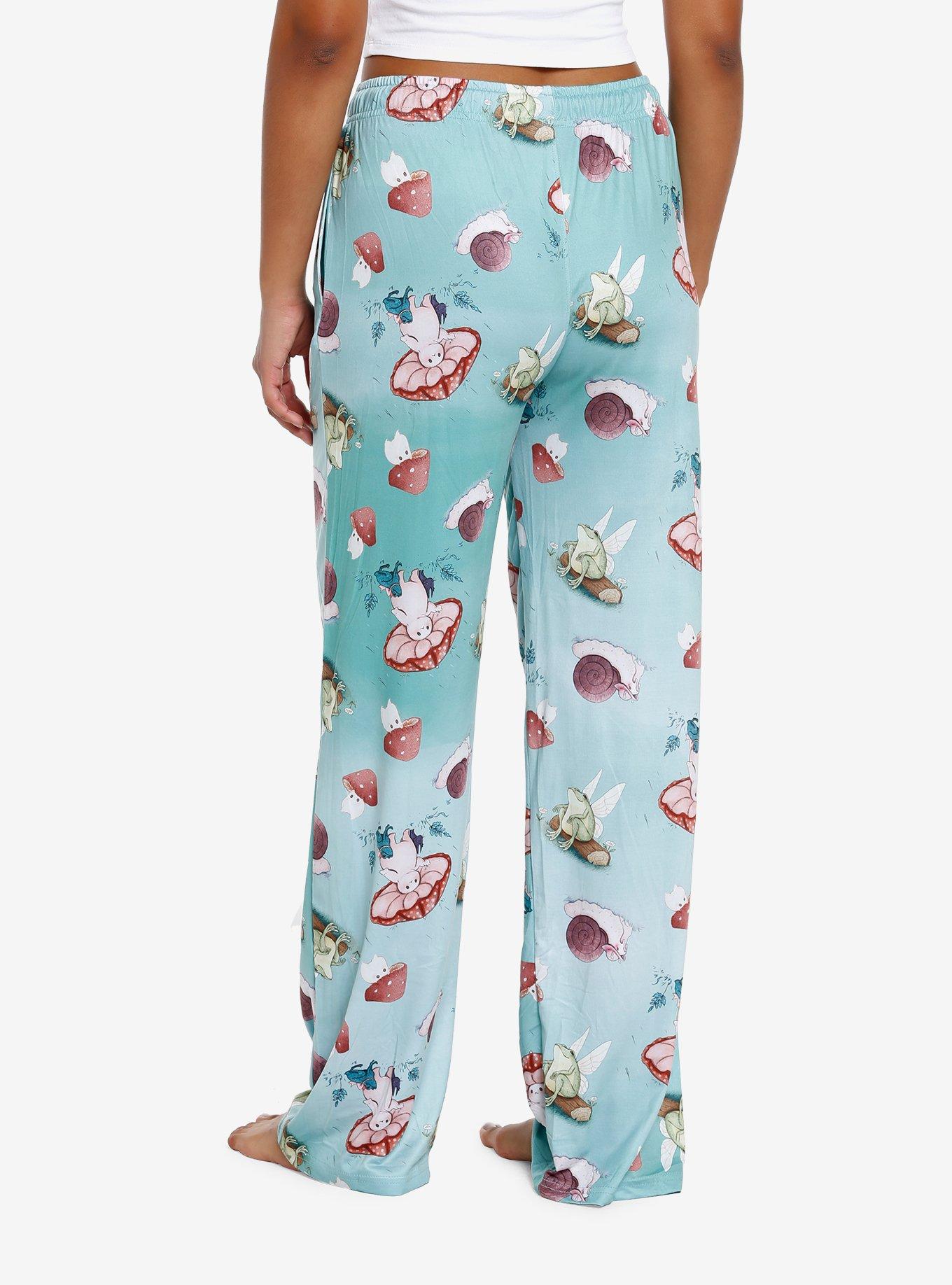 Fairy Frog Mushroom Pajama Pants, GREEN, alternate