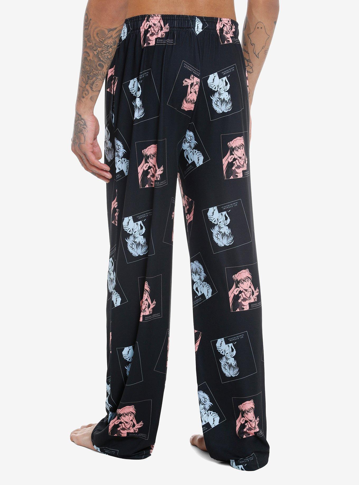 Neon Genesis Evangelion Rei & Asuka Pajama Pants, BLACK, alternate