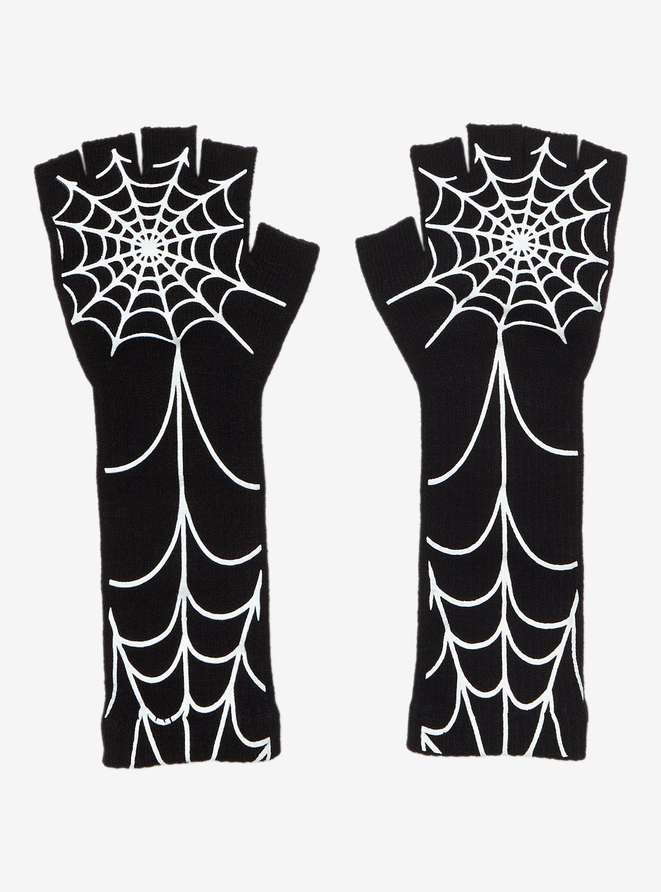 Black Spider Web Arm Warmers, , alternate