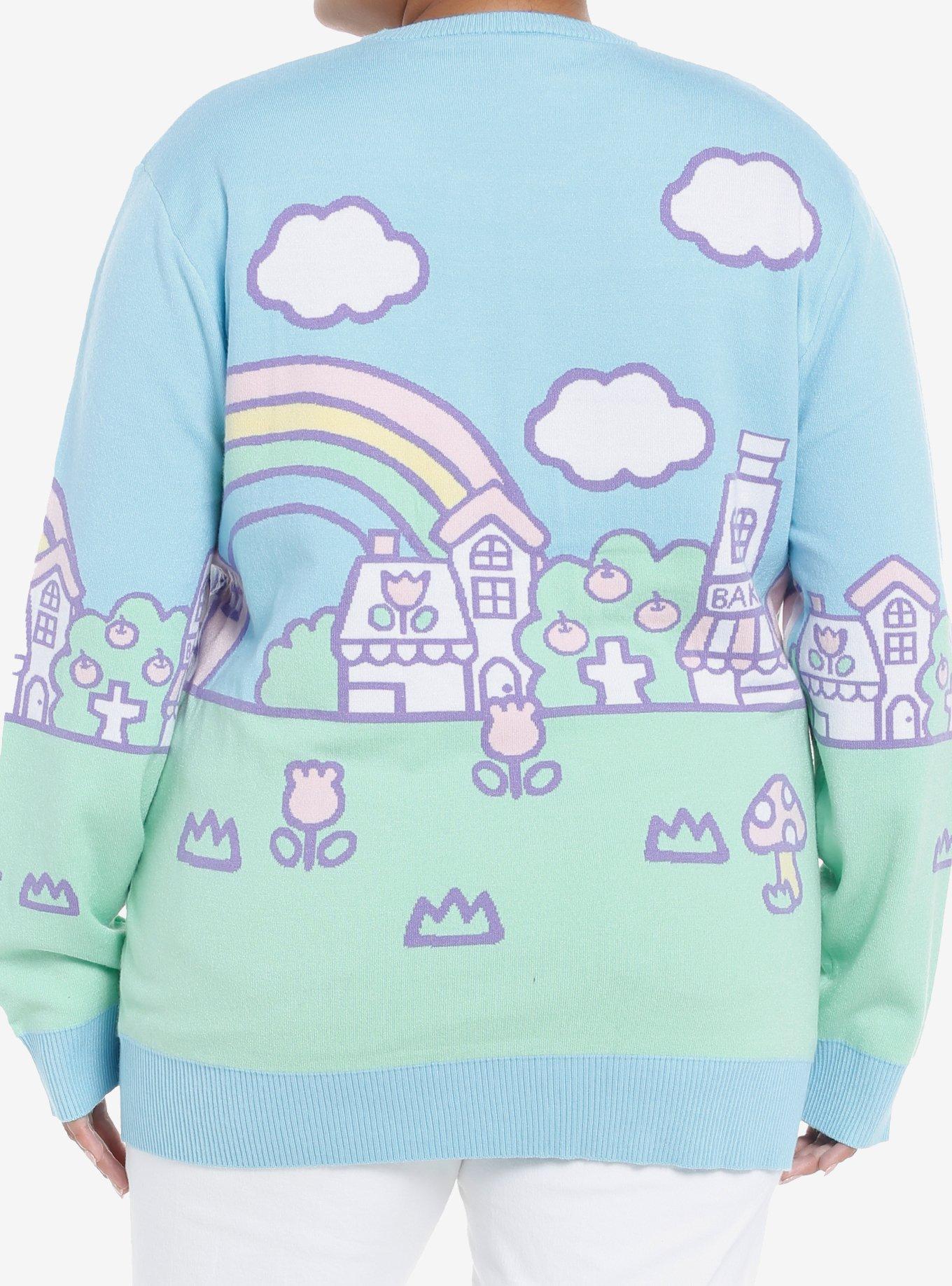 Hello Kitty Jumbo Art Pastel Girls Knit Sweater Plus Size, MULTI, alternate