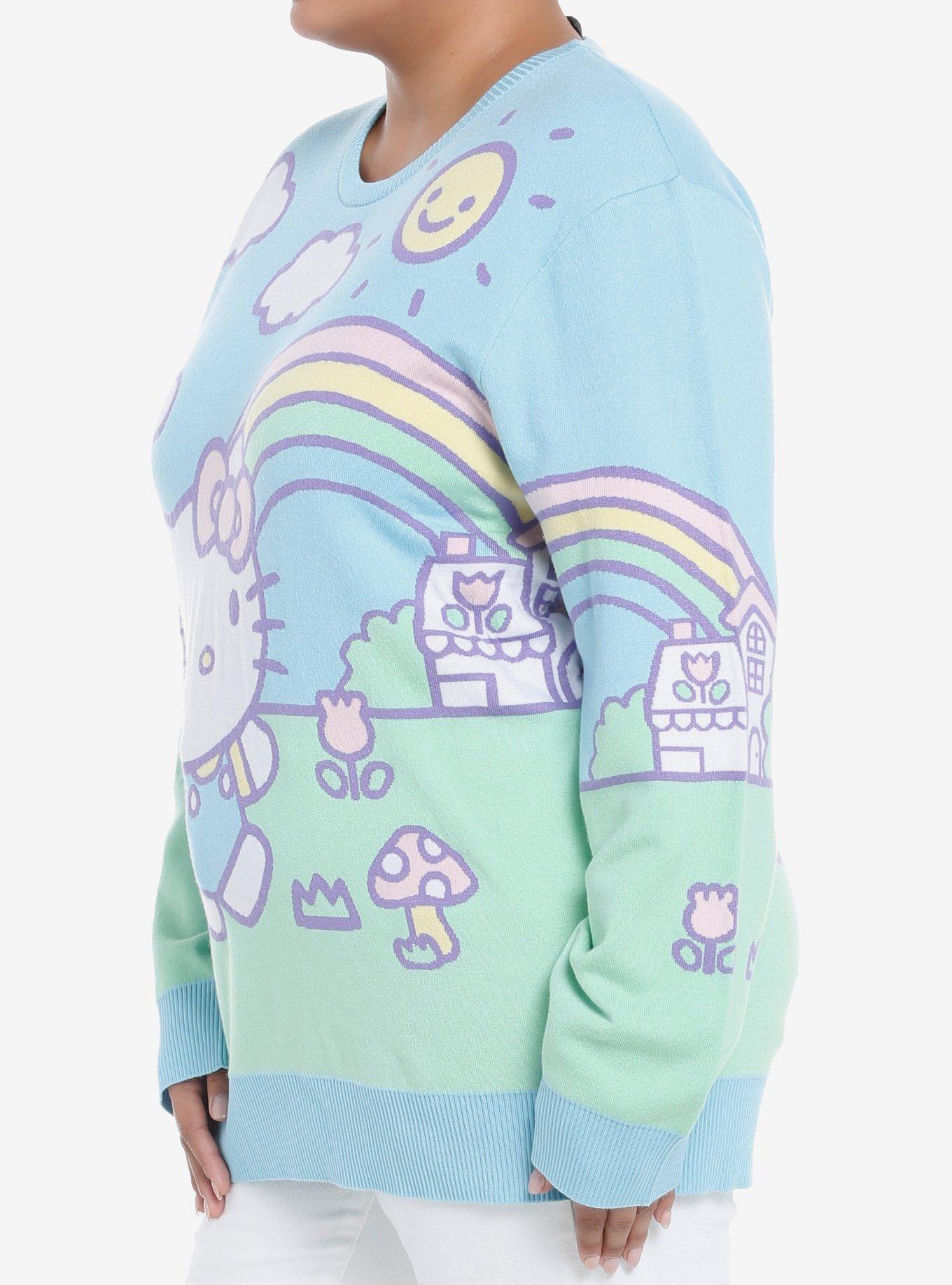 Hello Kitty Jumbo Art Pastel Girls Knit Sweater Plus Size, MULTI, alternate