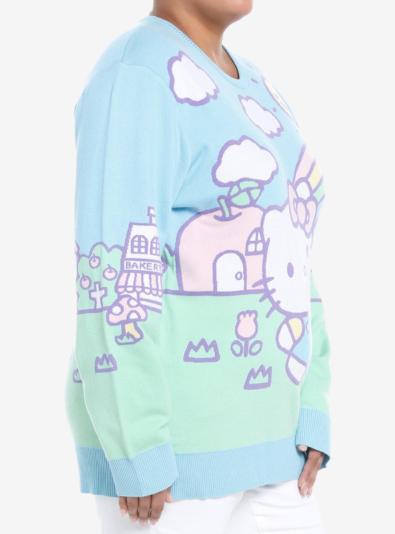 Hello Kitty Jumbo Art Pastel Girls Knit Sweater Plus Size, MULTI, alternate