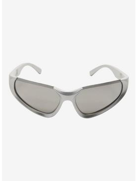 Silver Y2K Sport Sunglasses, , hi-res