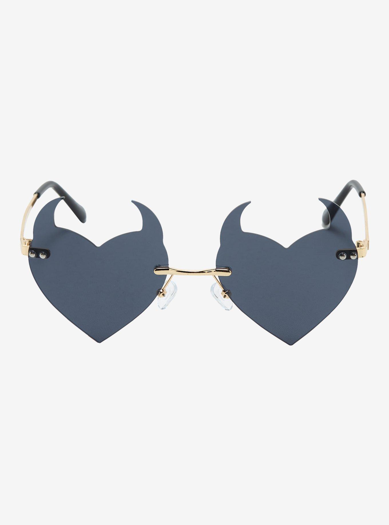 Black Devil Heart Sunglasses, , alternate