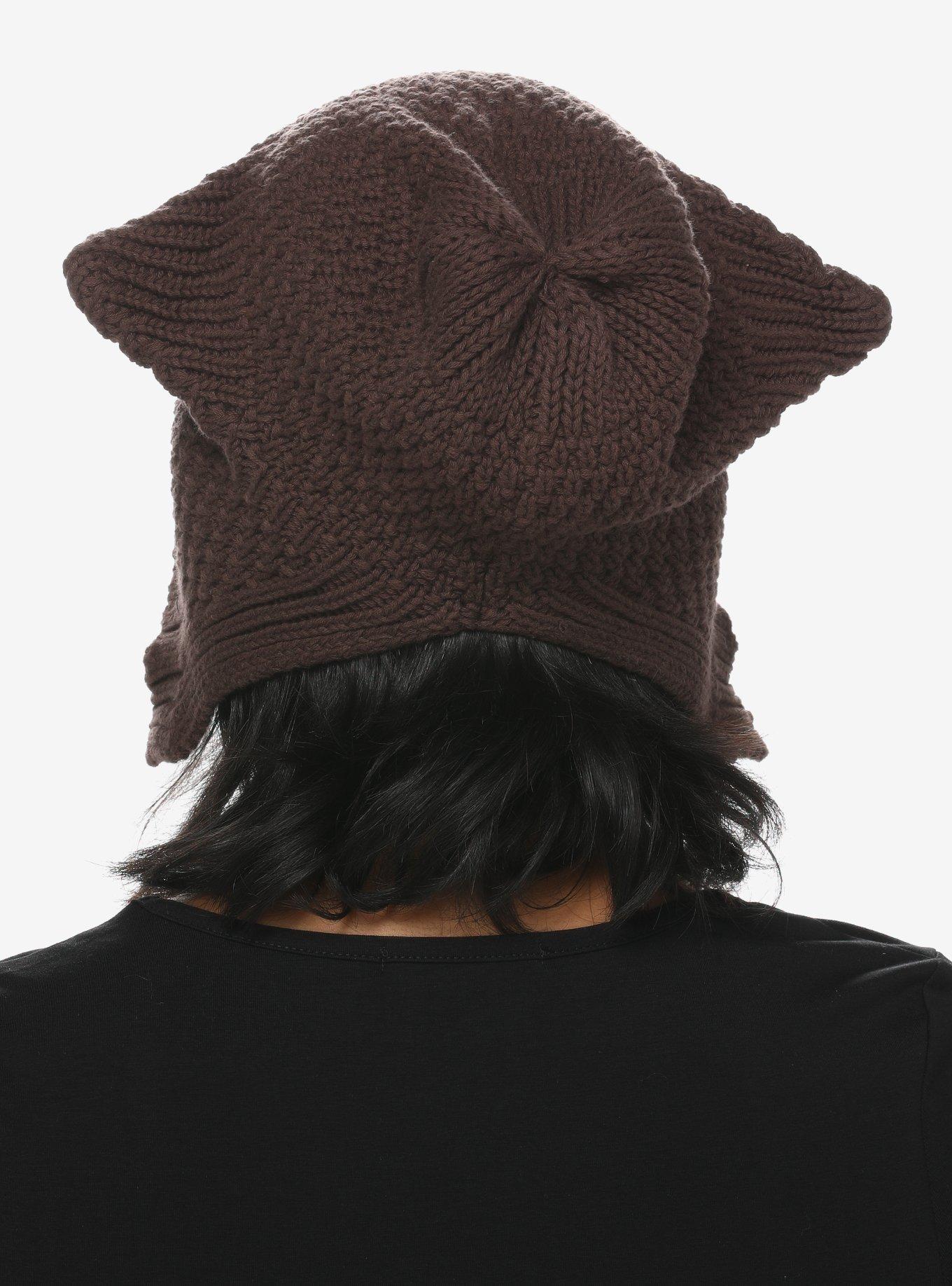 Brown Ears Knit Bonnet, , alternate
