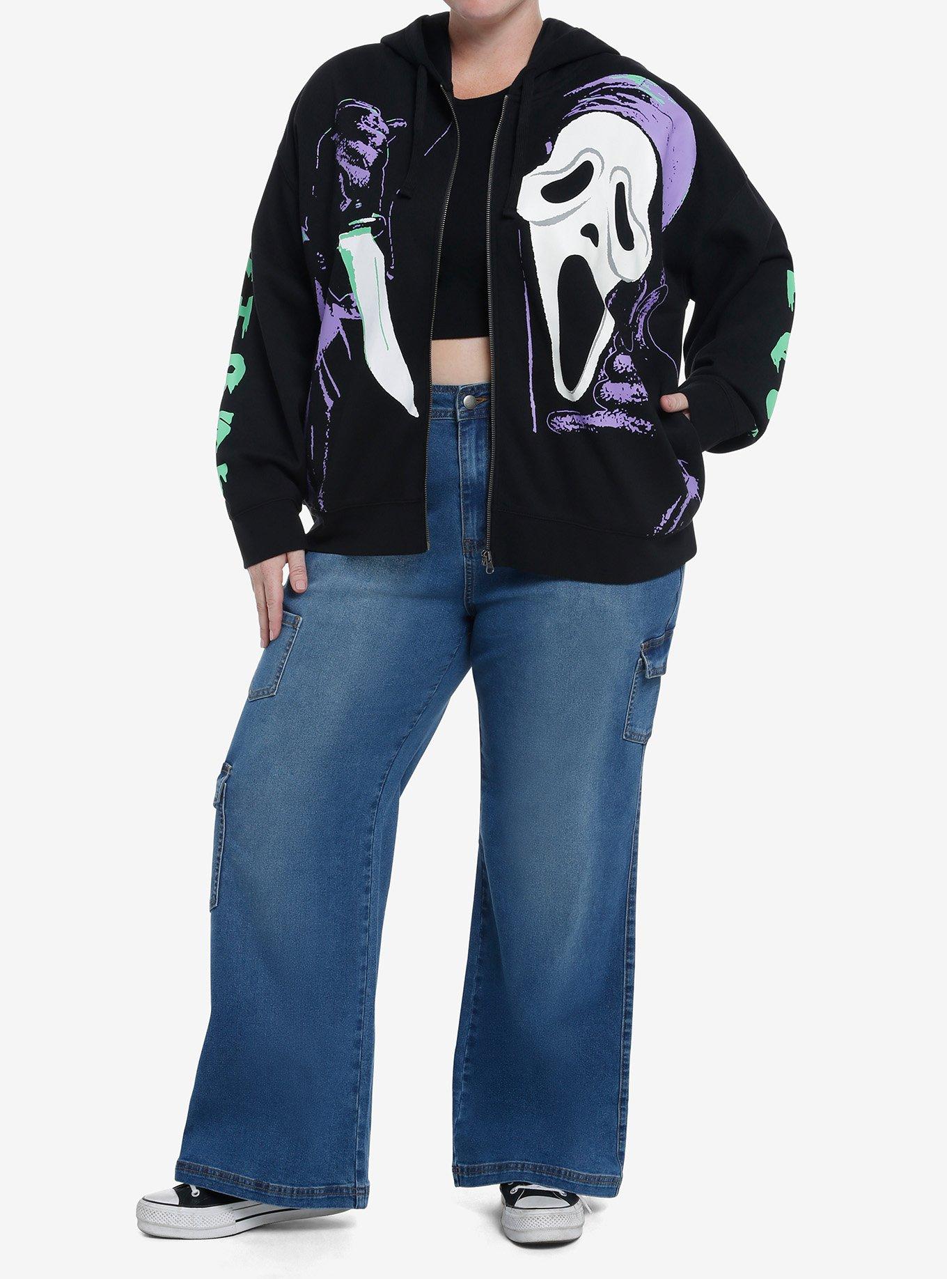 Scream Ghost Face Jumbo Graphic Girls Hoodie Plus Size, MULTI, alternate