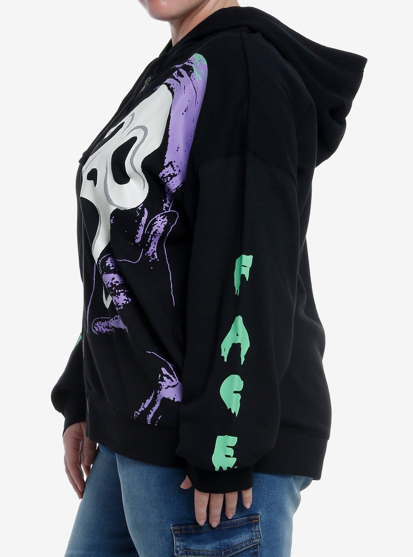 Scream Ghost Face Jumbo Graphic Girls Hoodie Plus Size, MULTI, alternate