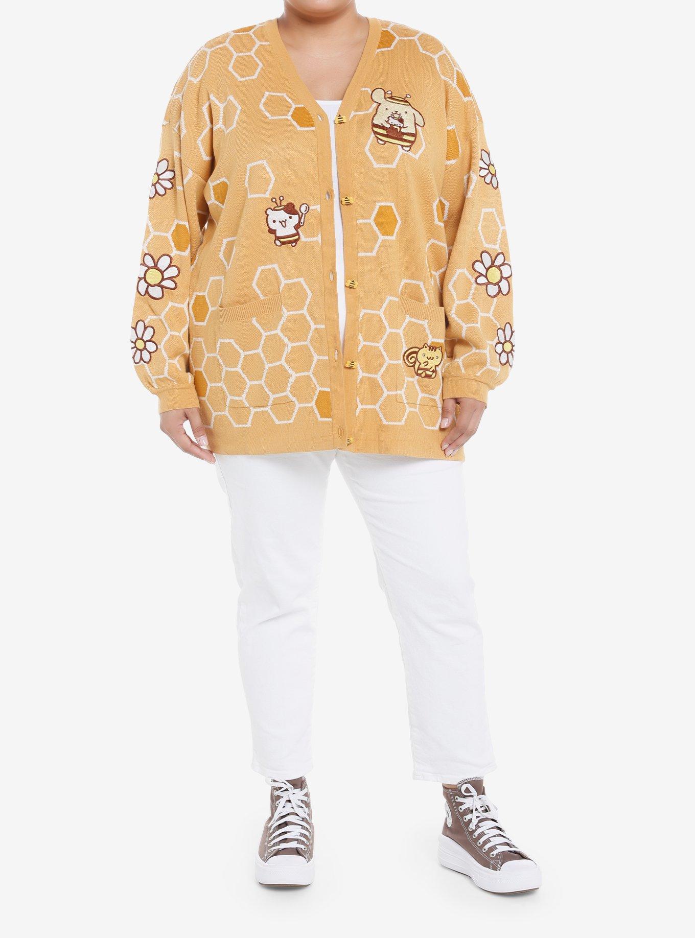 Pompompurin Honeycomb Girls Cardigan Plus Size, , hi-res