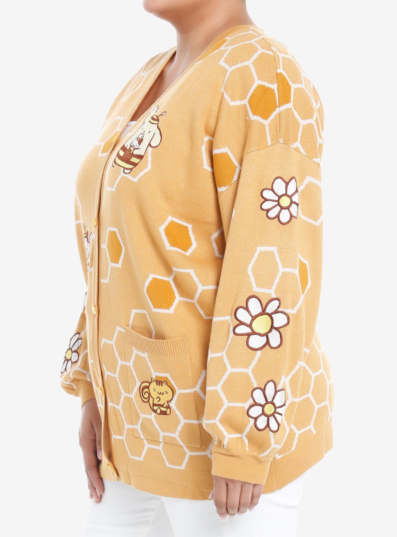 Pompompurin Honeycomb Girls Cardigan Plus Size, YELLOW, alternate