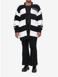 Beetlejuice Black & White Stripe Patches Girls Cardigan Plus Size, MULTI, alternate