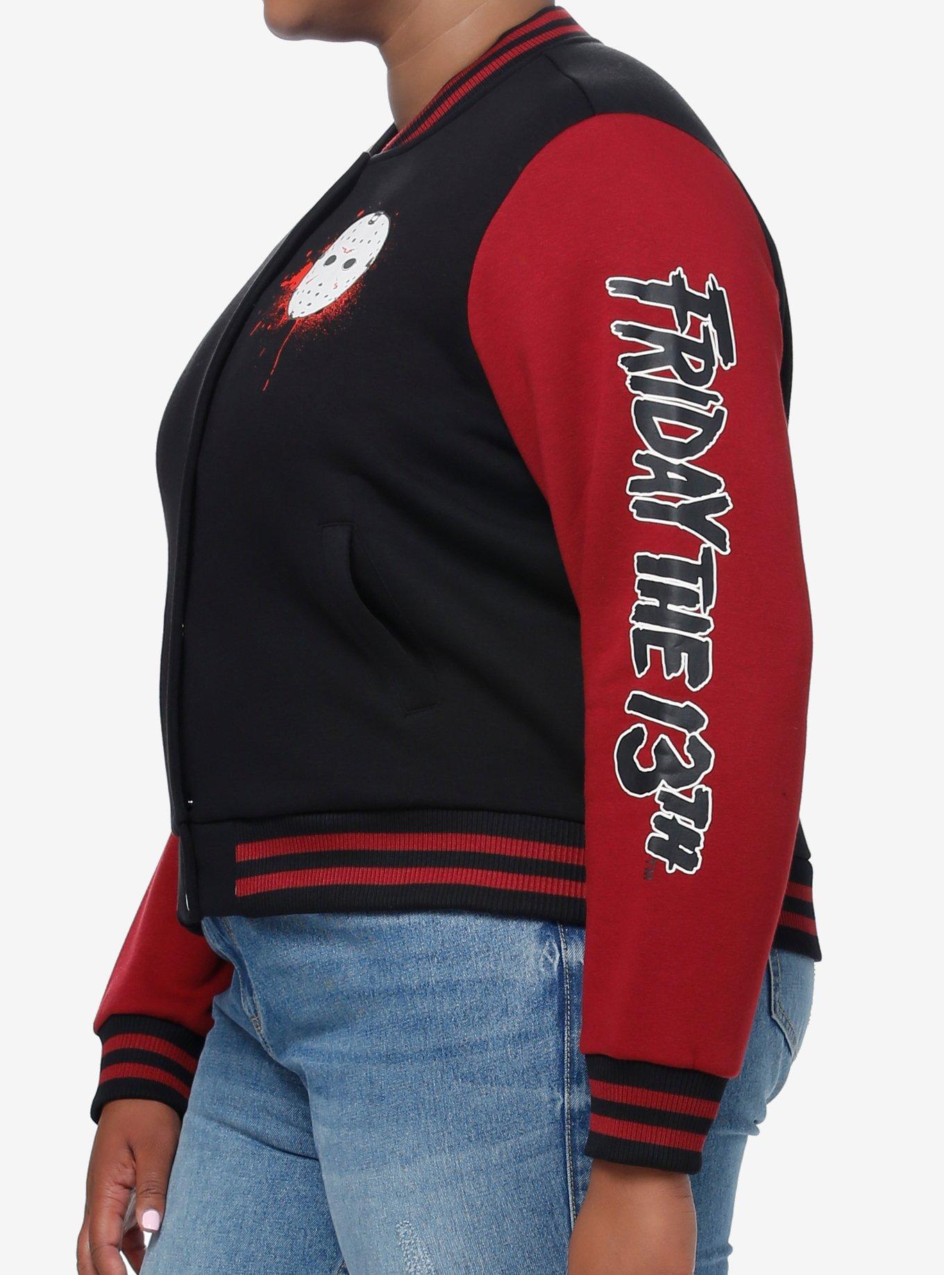 Friday The 13th Jason Color-Block Girls Varsity Jacket Plus Size, MULTI, alternate