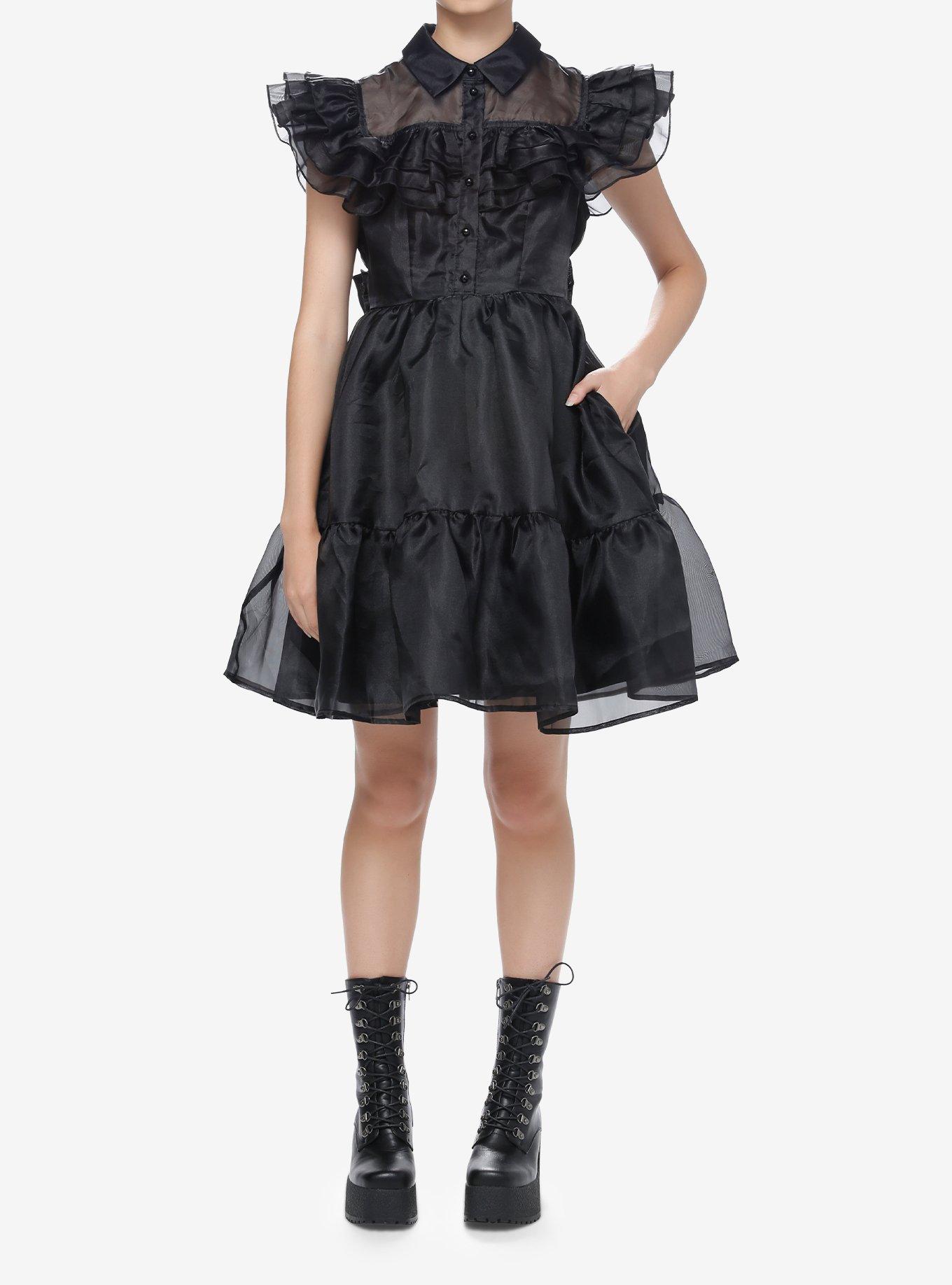 Wednesday Iconic Dance Ruffle Dress, BLACK, alternate