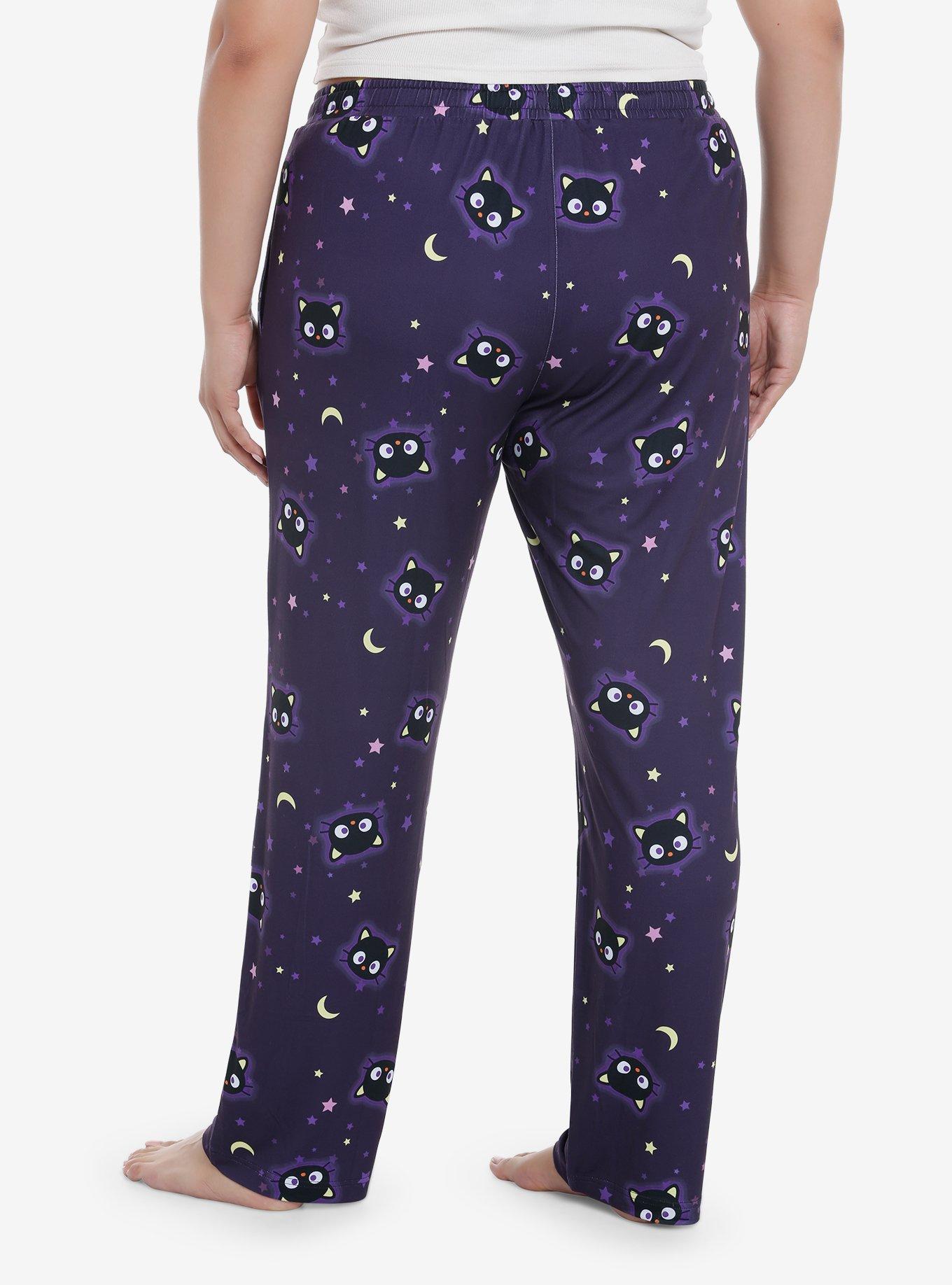 Chococat Stars & Moons Girls Pajama Pants Plus Size, BLACK, alternate