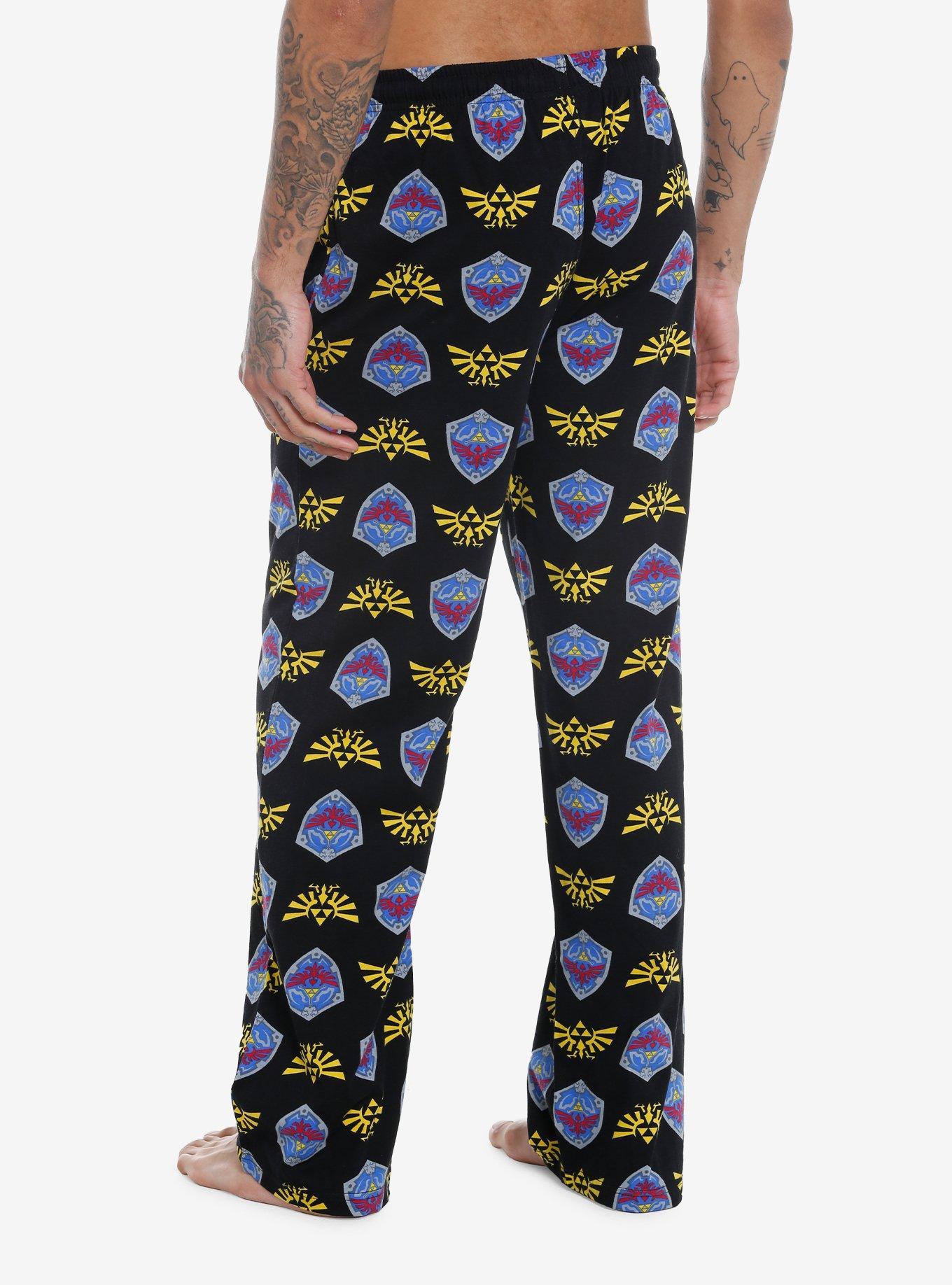 The Legend Of Zelda Logo & Shield Pajama Pants, BLACK, alternate