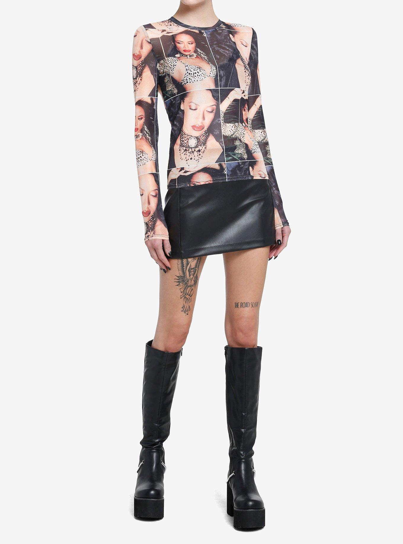 Aaliyah Collage Mesh Girls Long-Sleeve Top, MULTI, alternate