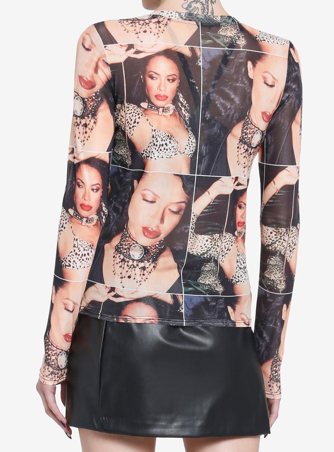 Aaliyah Collage Mesh Girls Long-Sleeve Top, MULTI, alternate