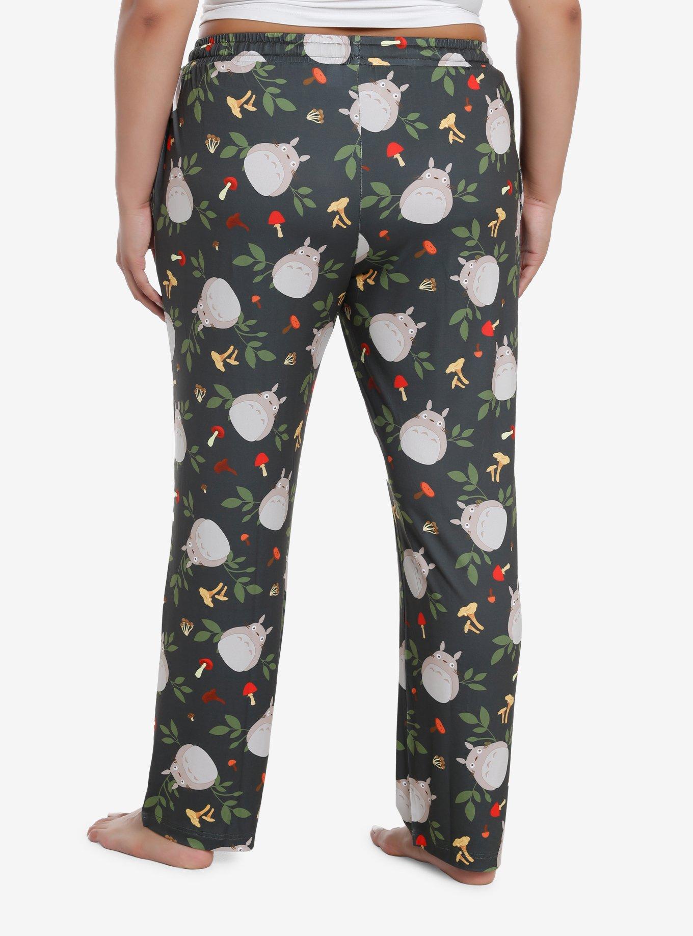 Studio Ghibli My Neighbor Totoro Totoro & Mushrooms Girls Pajama Pants Plus Size, GREY, alternate