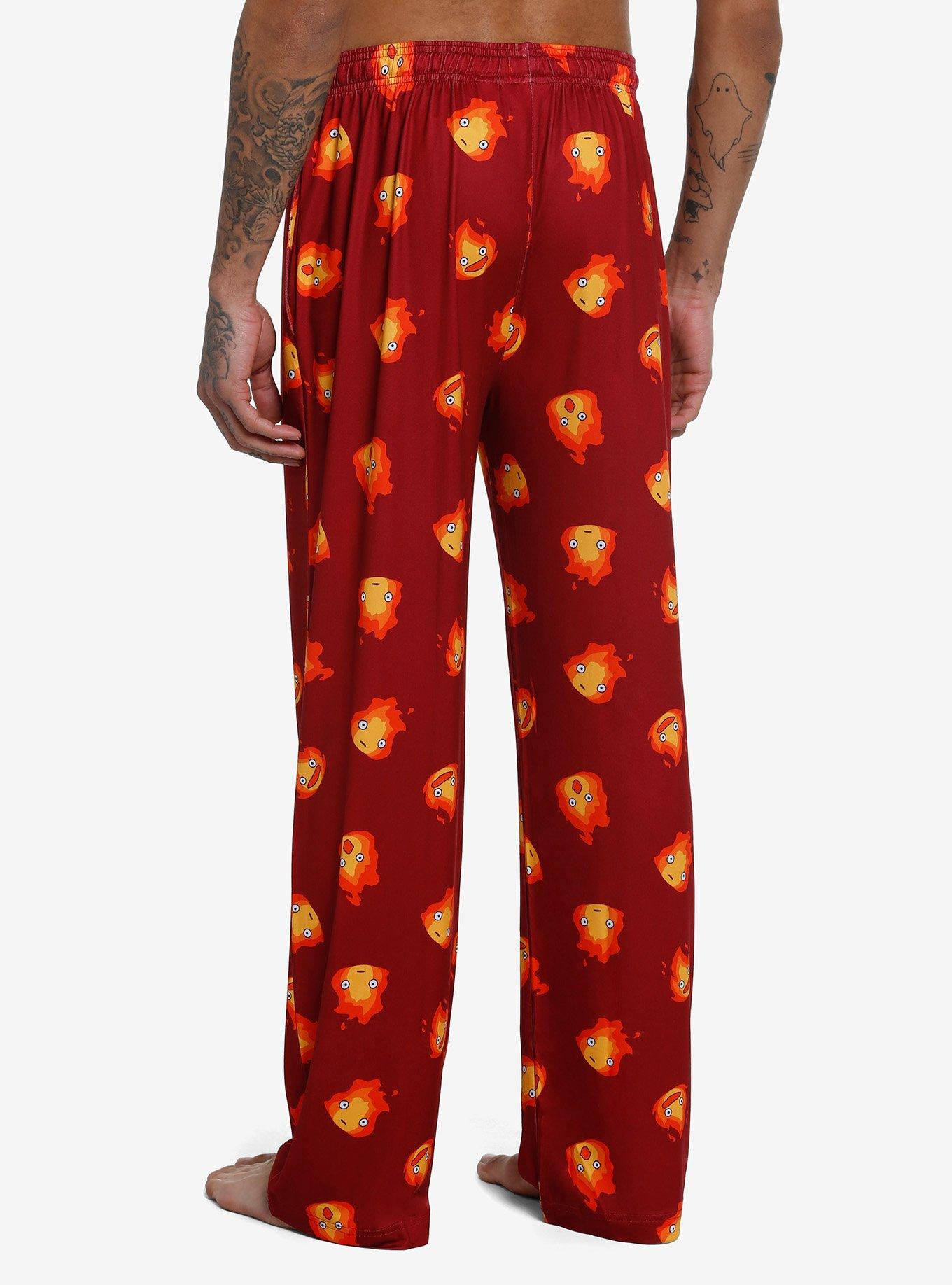 Studio Ghibli Howl's Moving Castle Calcifer Pajama Pants, RED, alternate