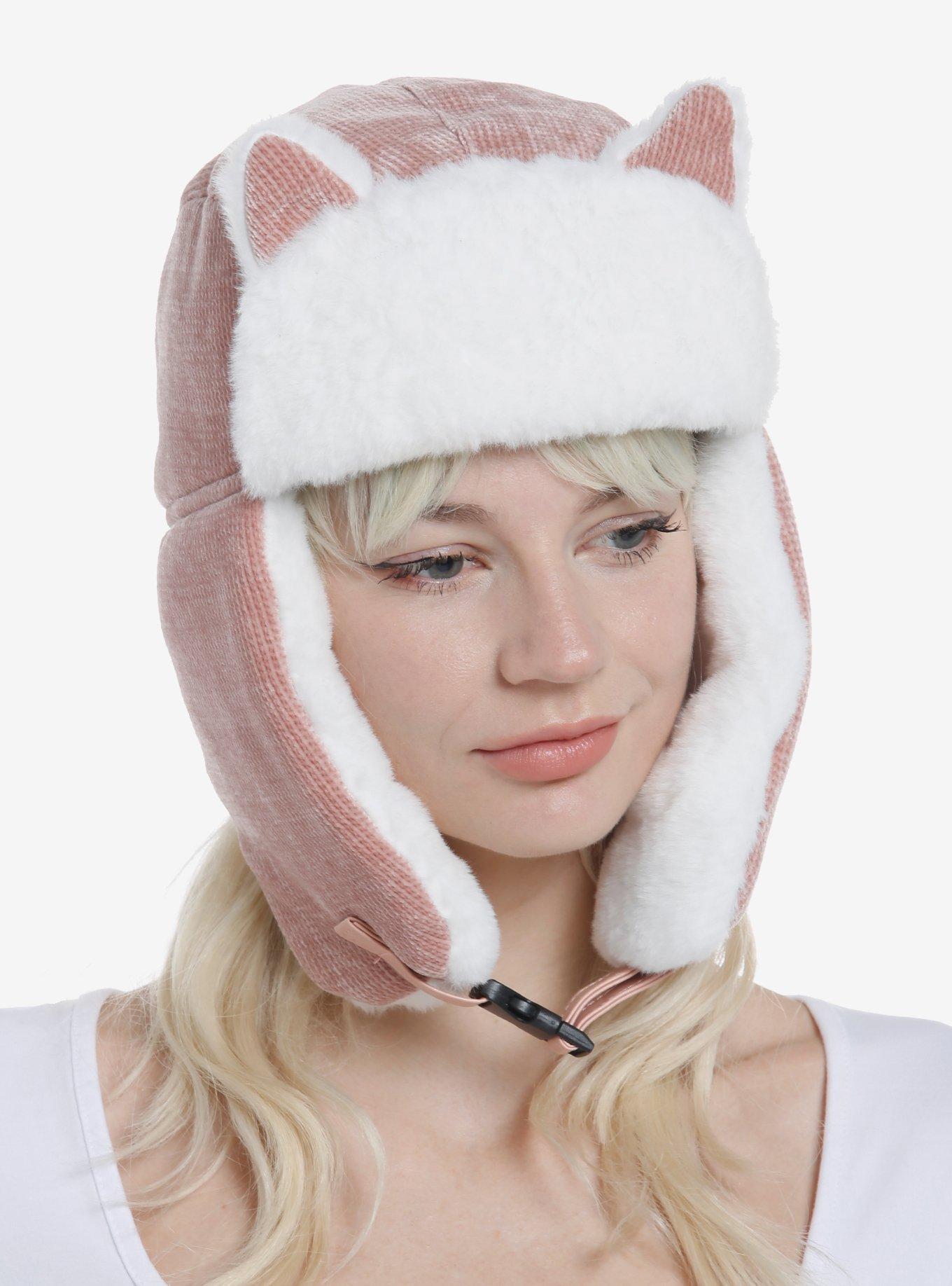 Pink Cat Ear Aviator Hat, , alternate