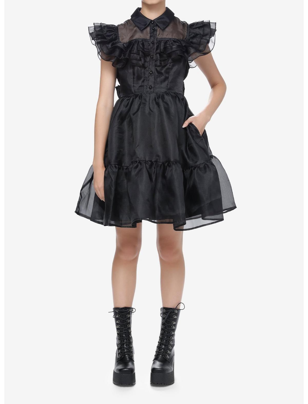 Wednesday Iconic Dance Ruffle Dress, BLACK, alternate