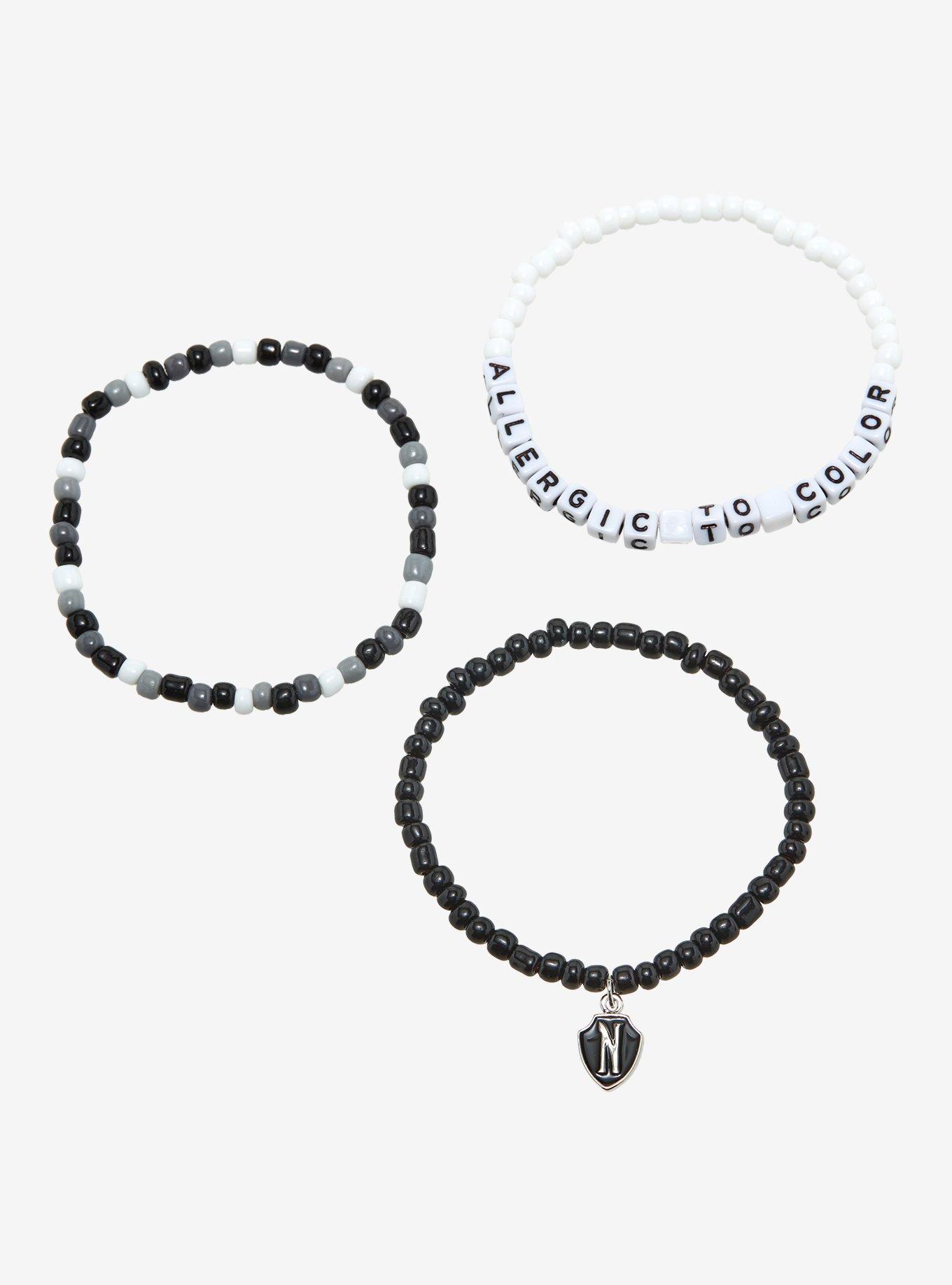 Wednesday Monochrome Beaded Bracelet Set, , hi-res