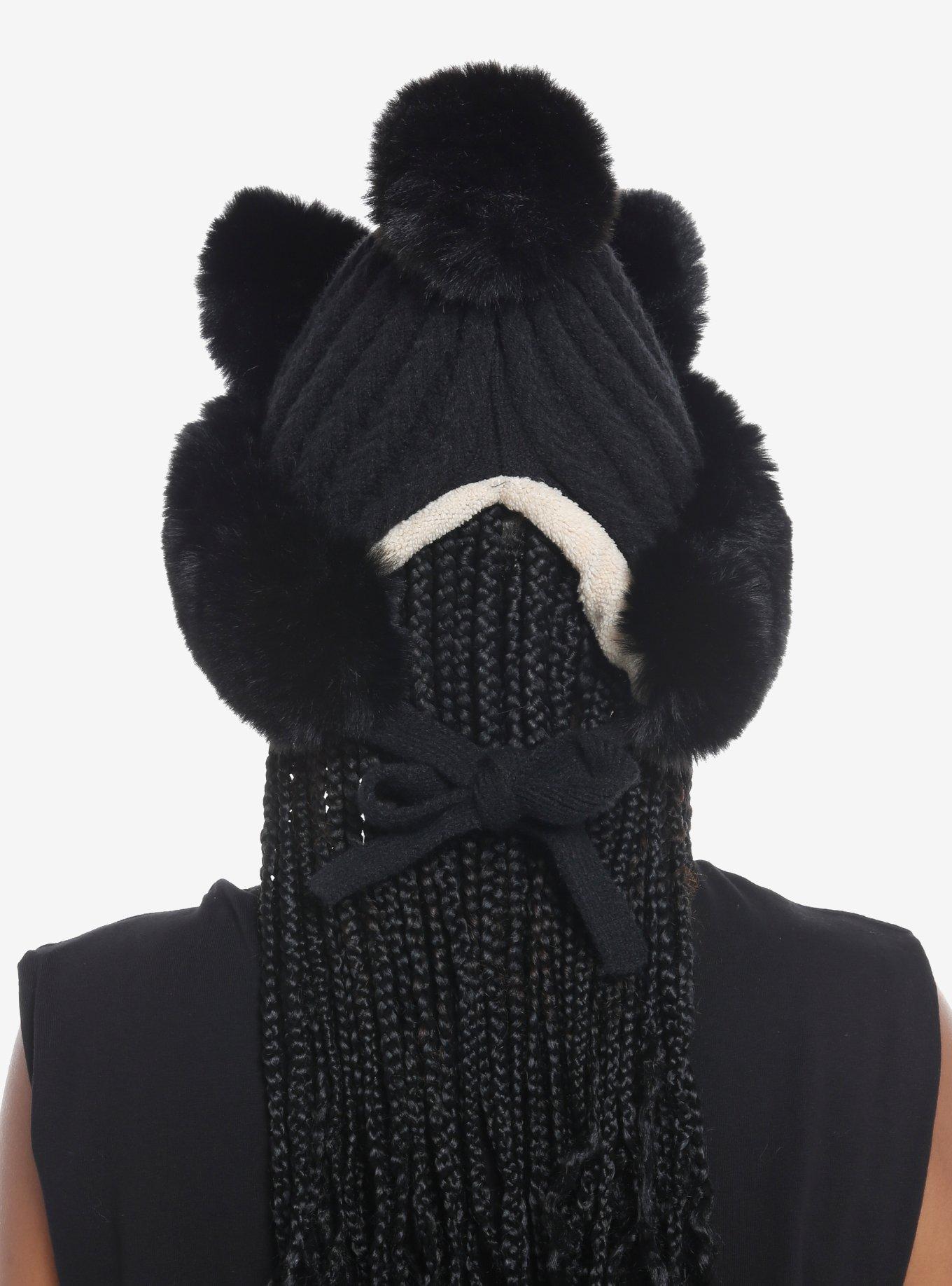 Cat Faux Fur Pom Beanie, , alternate