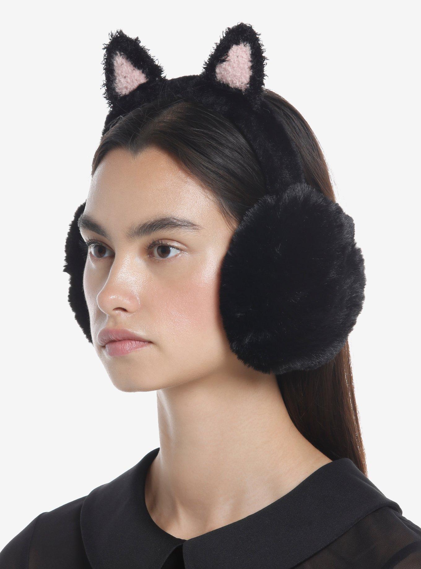 Black Cat Earmuffs, , alternate