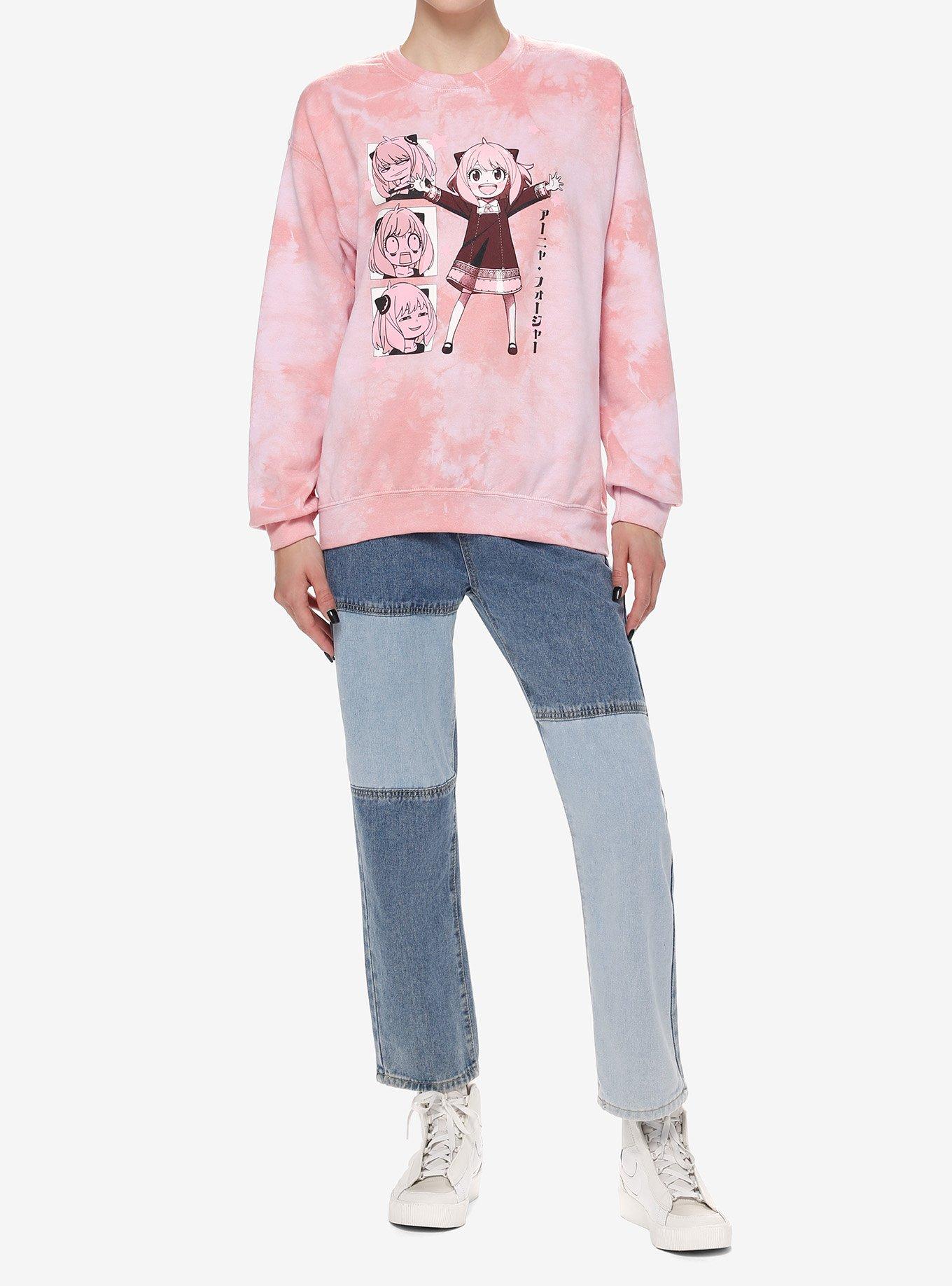 Spy X Family Anya Faces Pink Tie-Dye Girls Sweatshirt, MULTI, alternate
