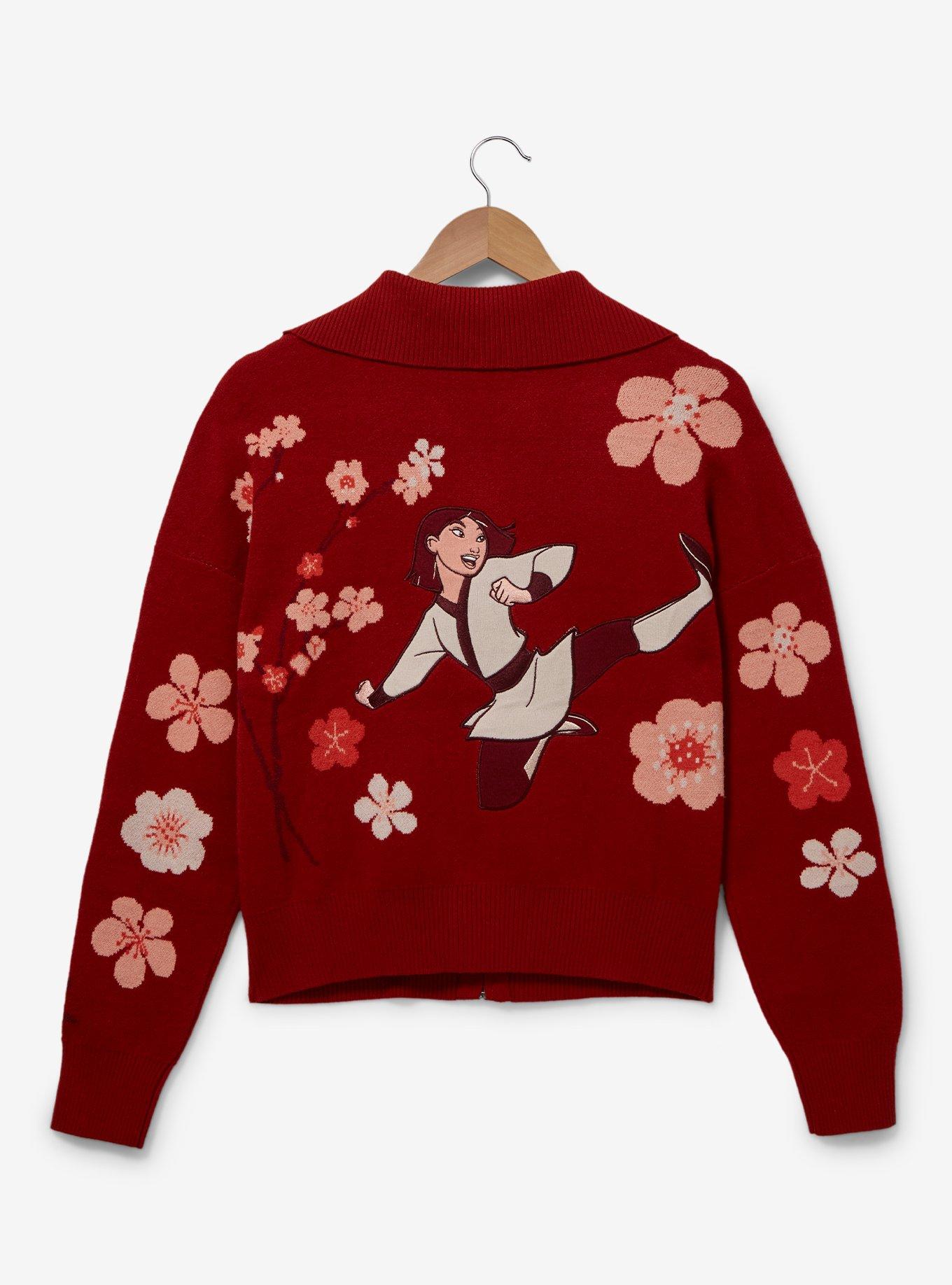 Disney Mulan Icons Zippered Women's Sweater - BoxLunch Exclusive, RED, alternate