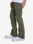 Olive Green Contrast Stitch Cargo Pants, WHITE, alternate