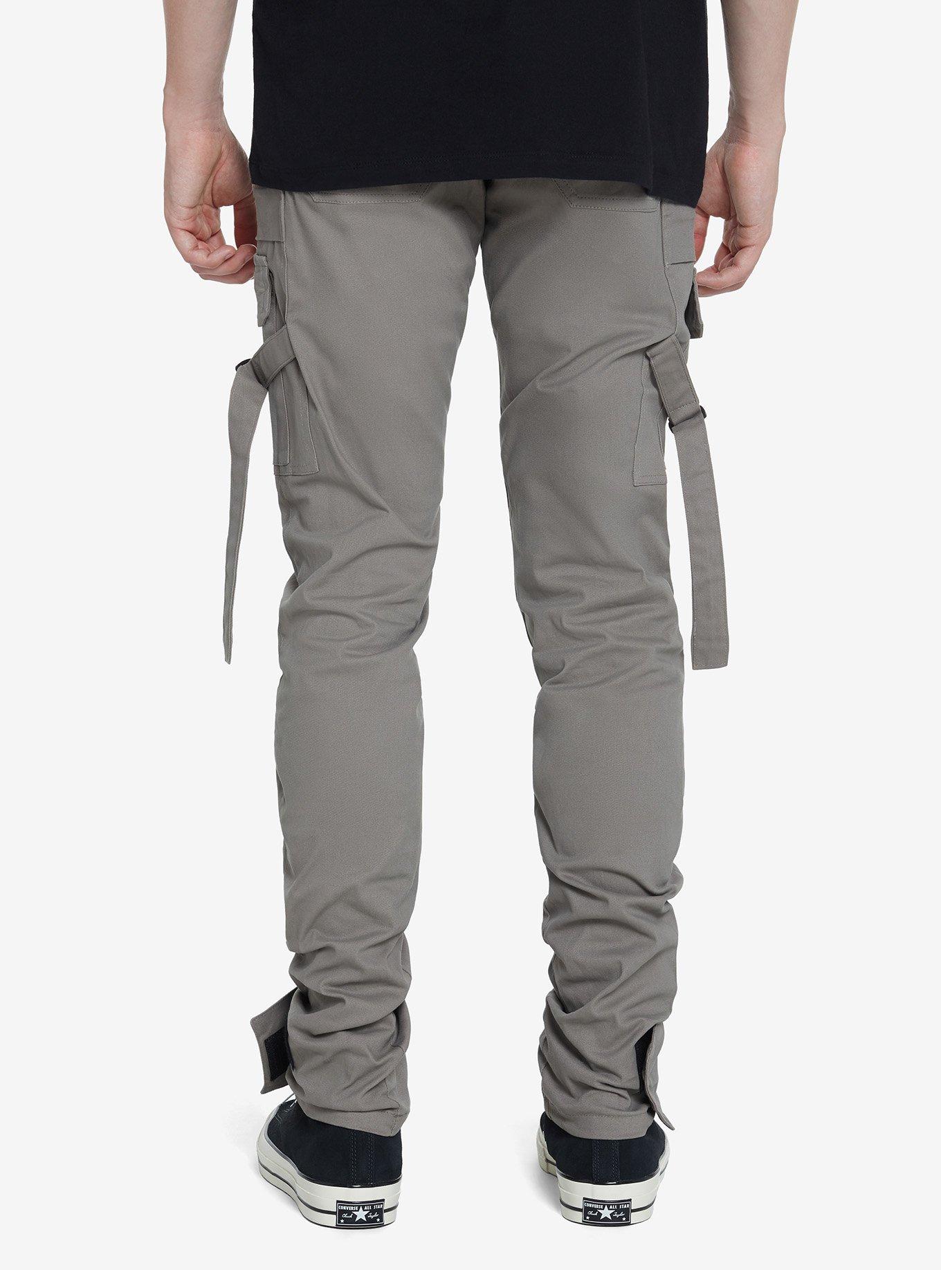 Grey Strap Cargo Pants, GREY, alternate