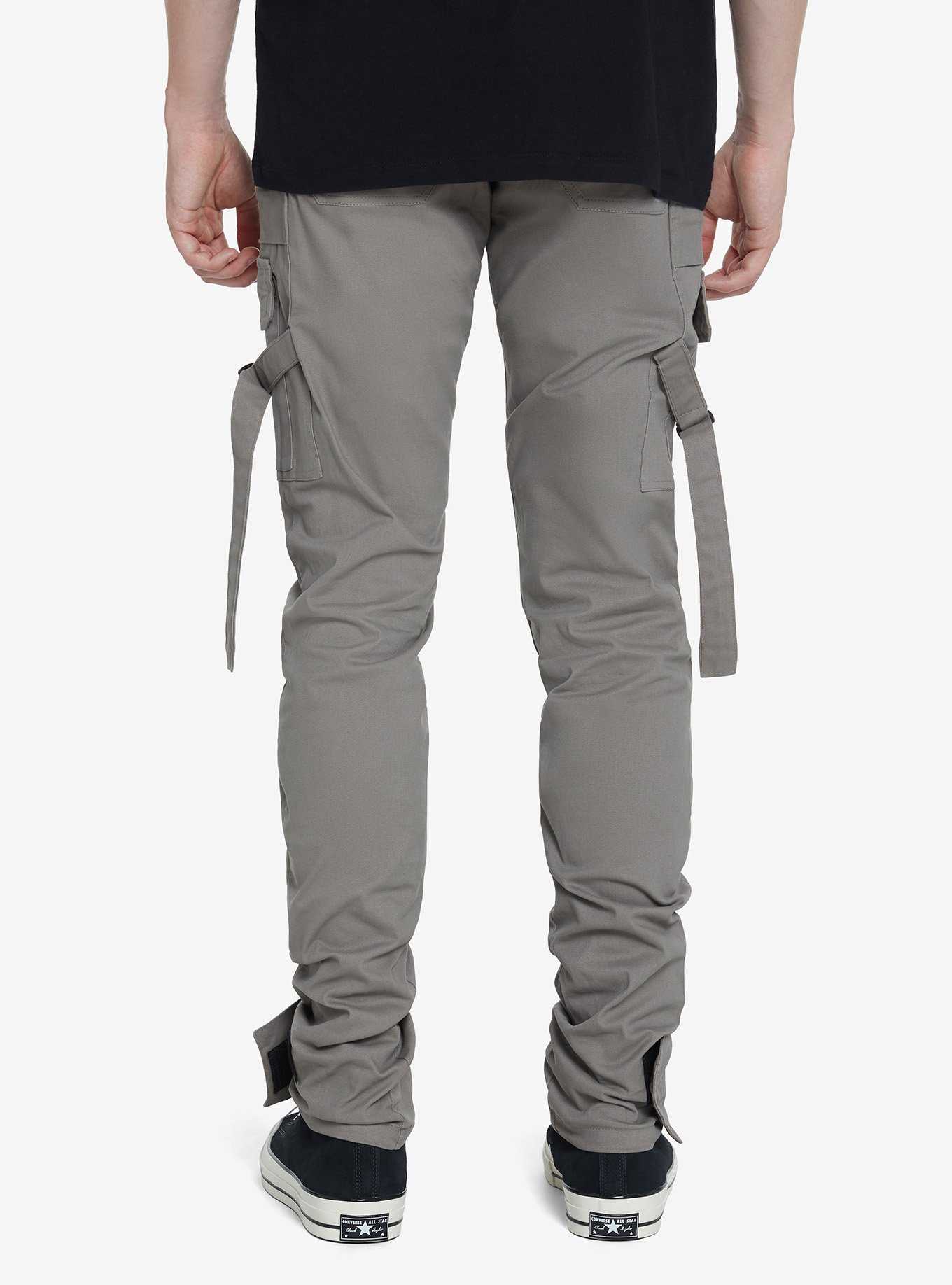 Grey Strap Cargo Pants, , hi-res