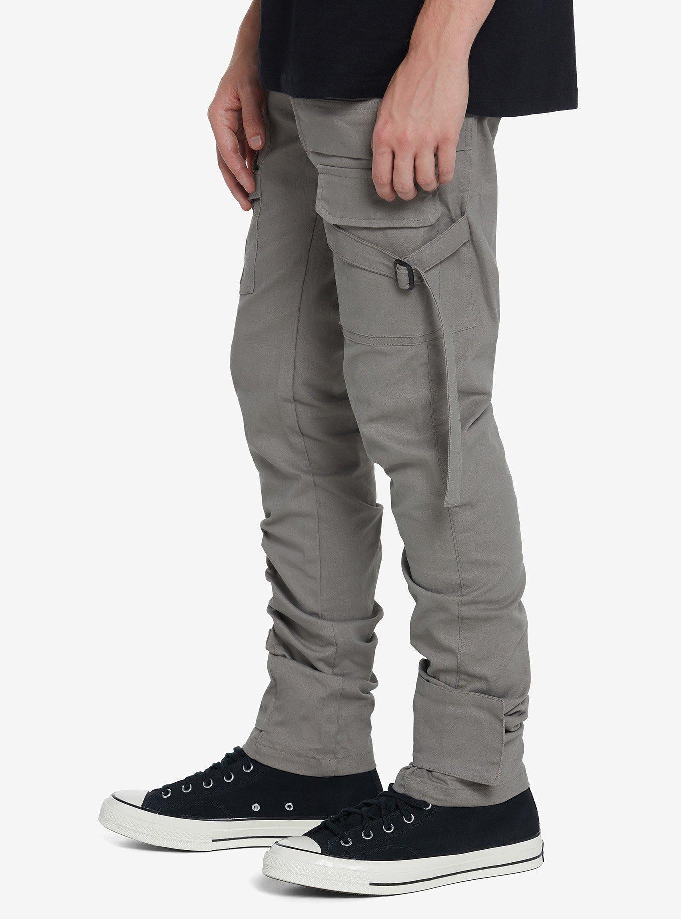 Grey Strap Cargo Pants, GREY, alternate