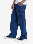 Indigo Blue Denim Cargo Pants, BLUE, alternate